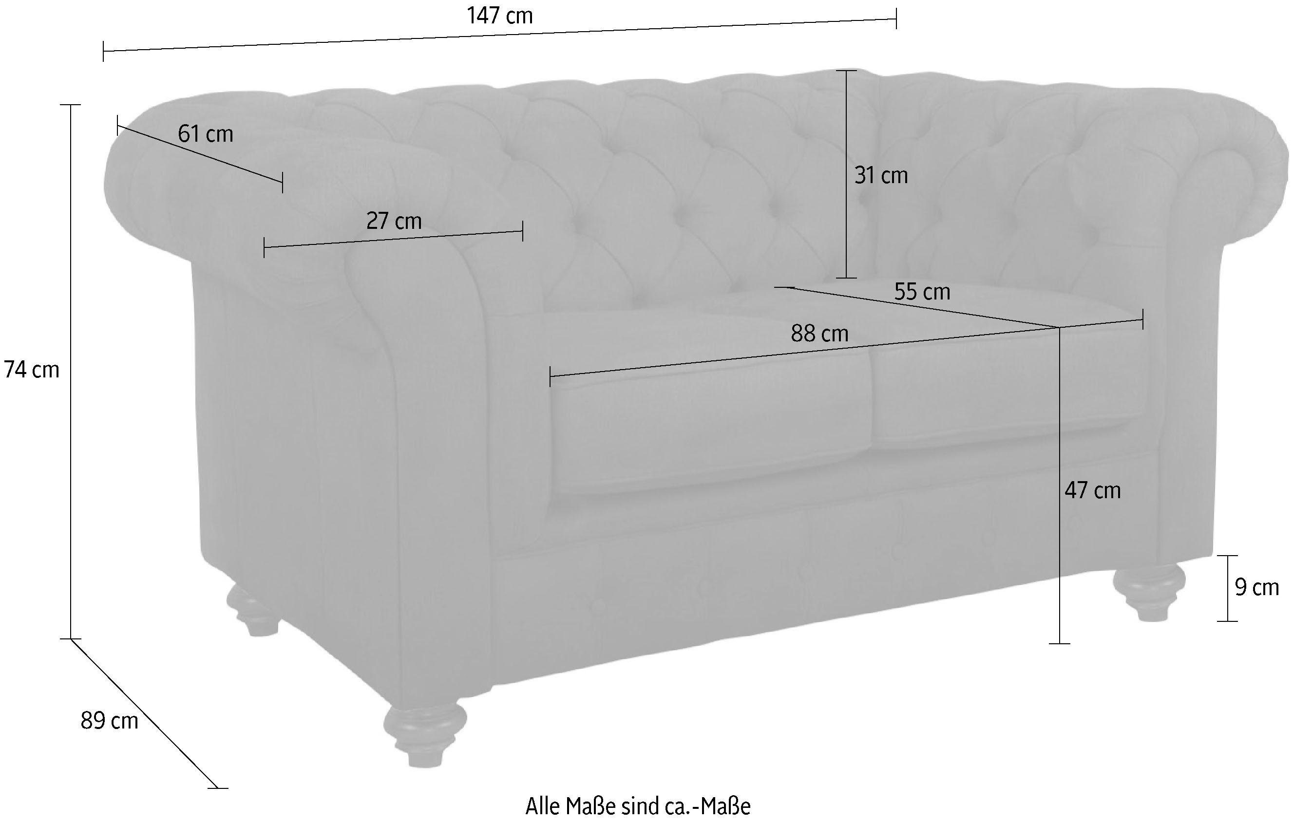 Home affaire Chesterfield-bank Duc 2-zits hoogwaardige capitonnage achter, fluwelige look met changerende look