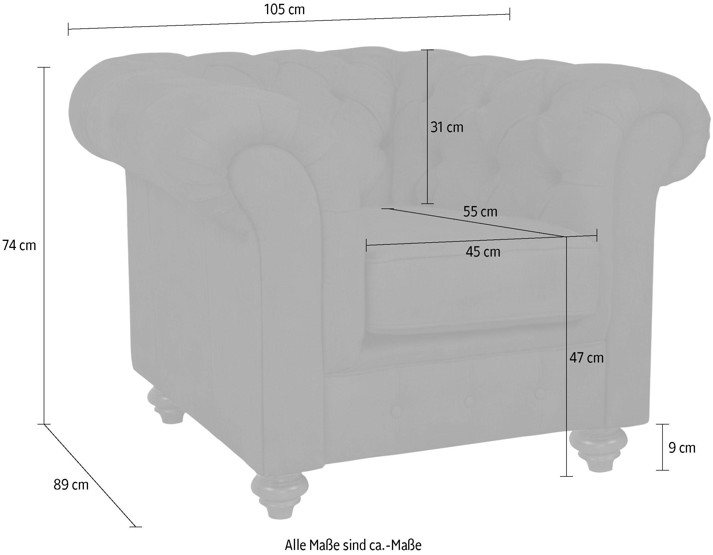 Home affaire Fauteuil Duc Chesterfield hoogwaardige capitonnage achter, fluwelige look met changerende look