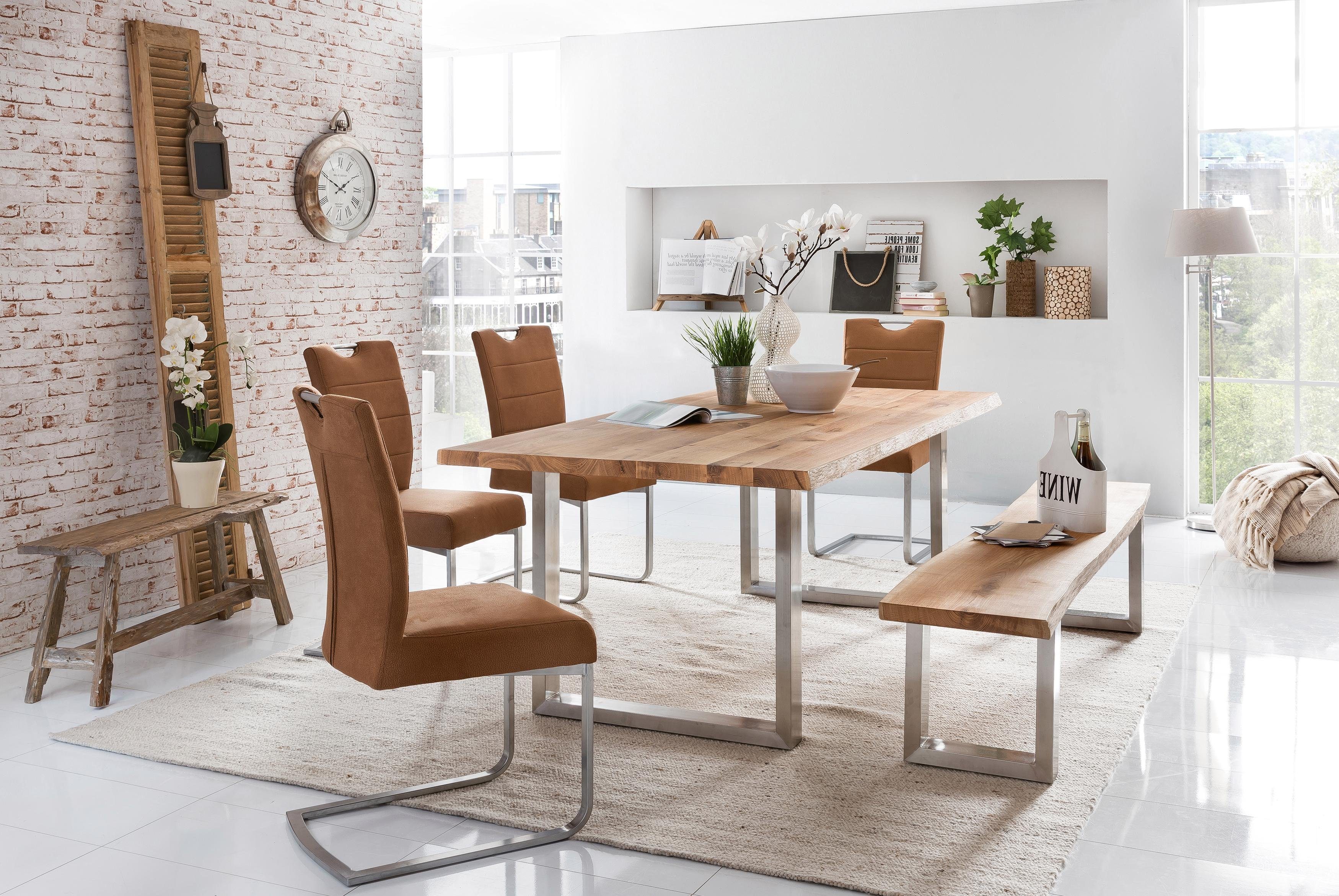 Home affaire Eettafel TRISTAN Massief eiken met boomrand