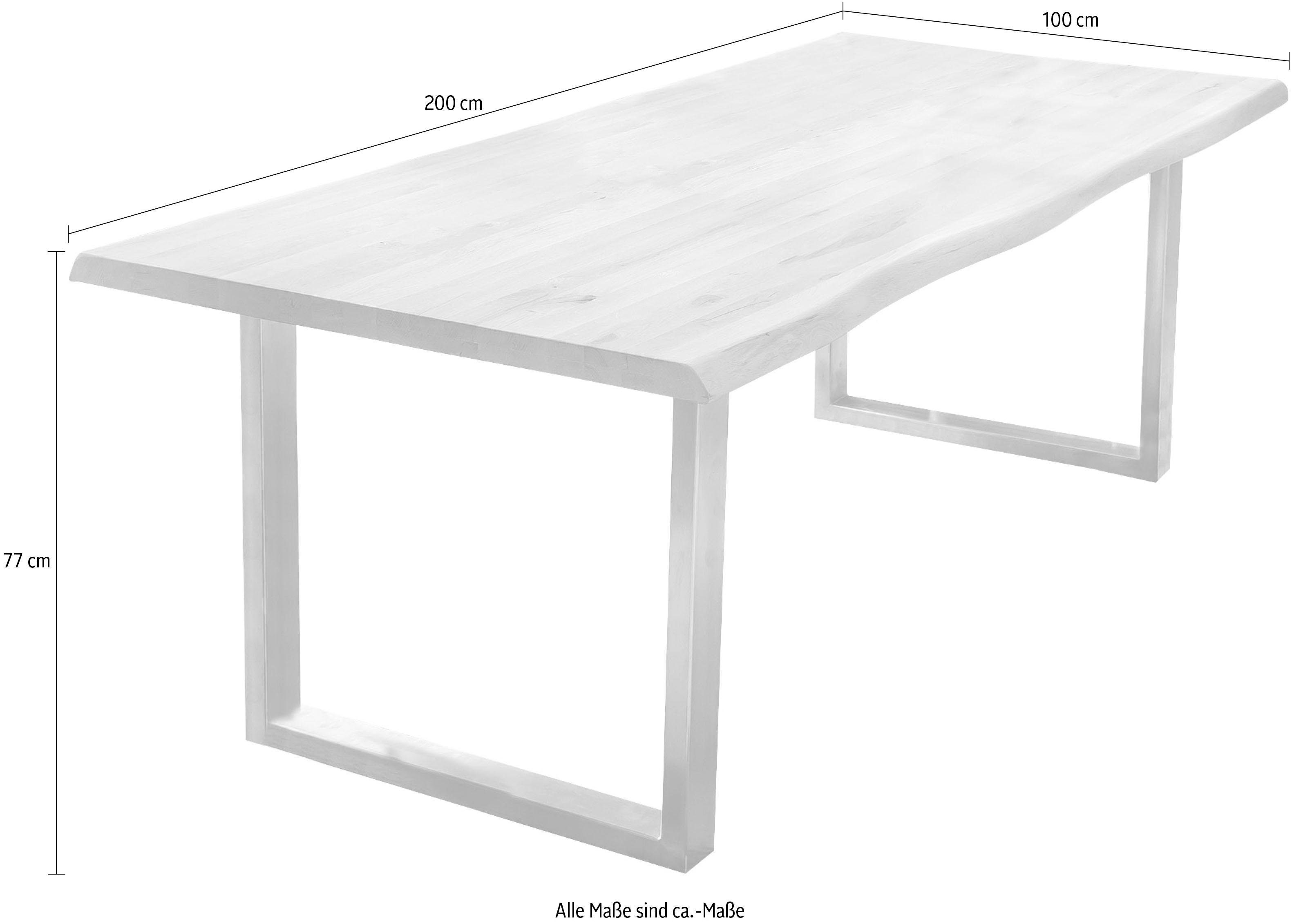 Home affaire Eettafel TRISTAN Massief eiken met boomrand