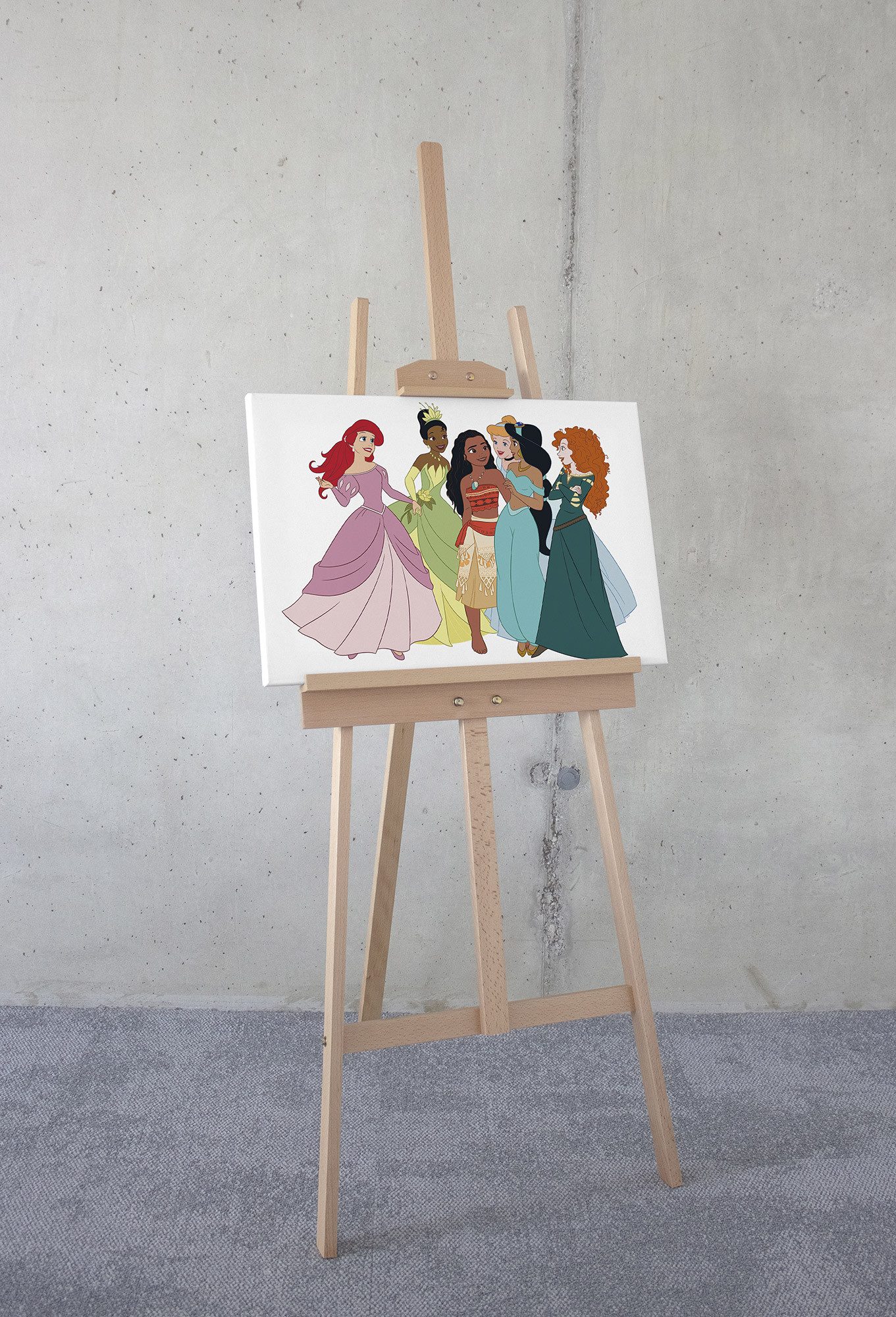 Komar Artprint op linnen Disney Princesses Together 60 x 60 cm (breedte x hoogte) - kinderkamer, decoratie (1 stuk)