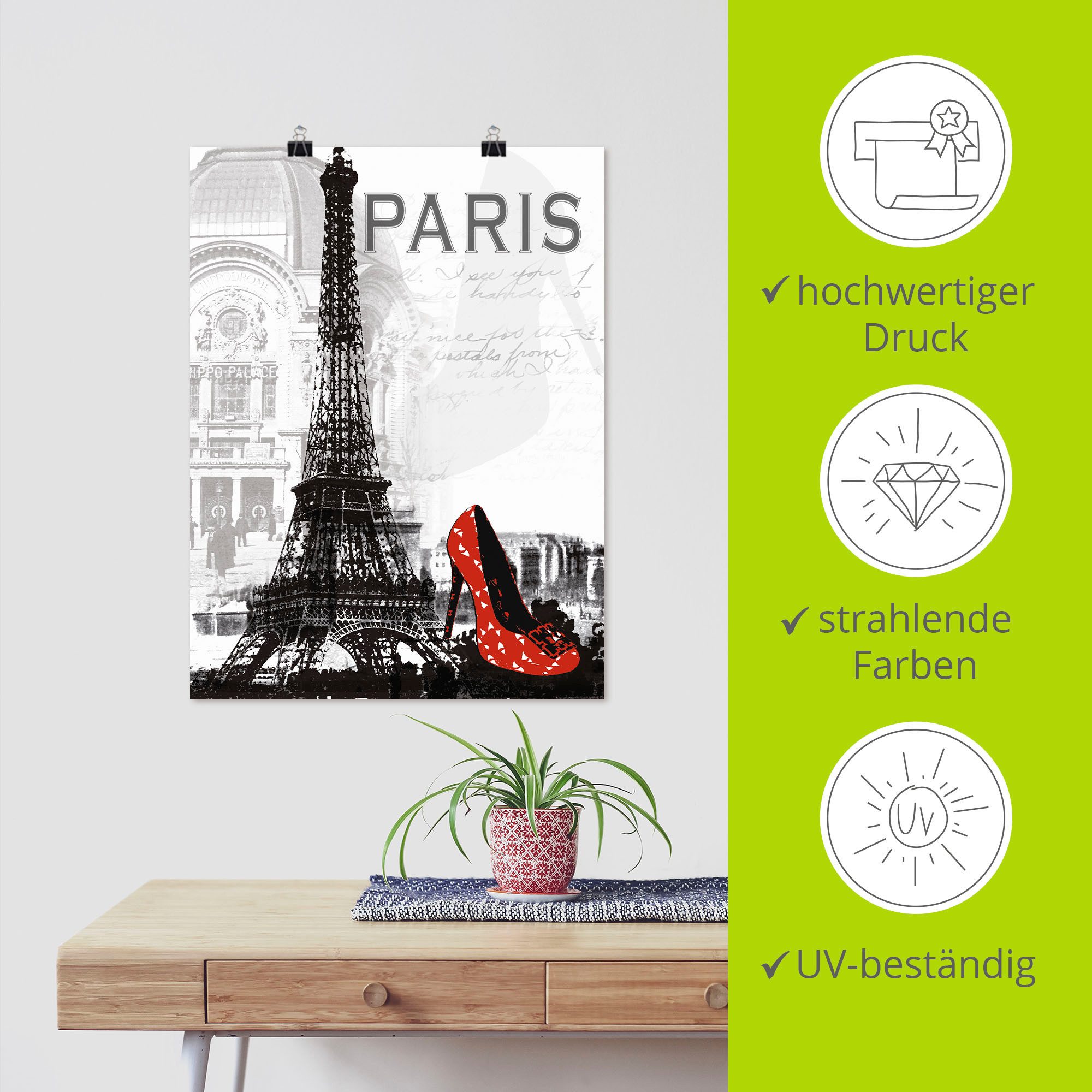 Artland Artprint Parijs - chic als artprint van aluminium, artprint voor buiten, artprint op linnen, poster, muursticker