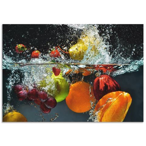 Artland keukenwand Spritzendes Obst auf dem Wasser