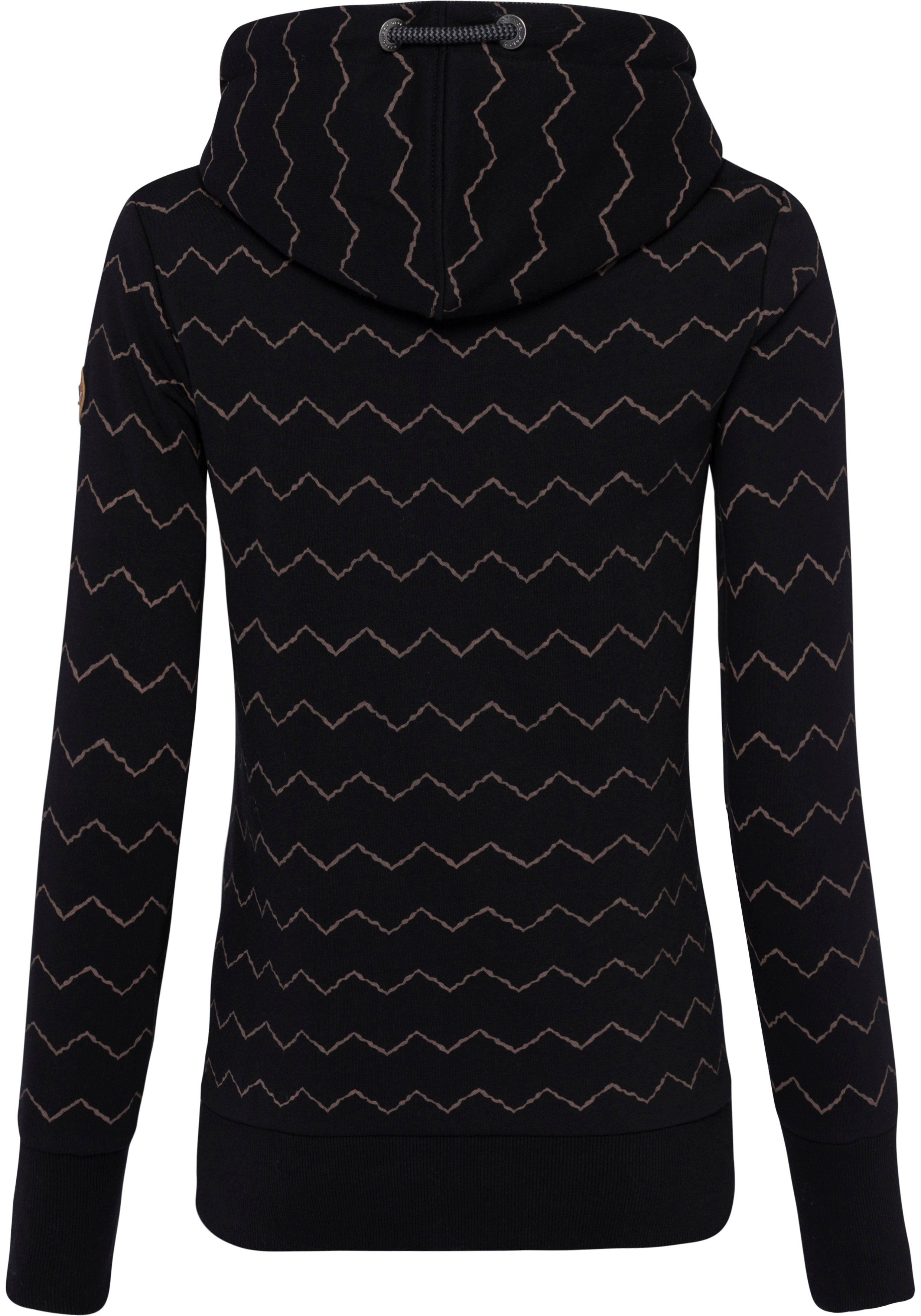 Ragwear Sweater GRIPY BUTTON CHEVRON O Hoodie met hoge sjaalkraag met sierknopen