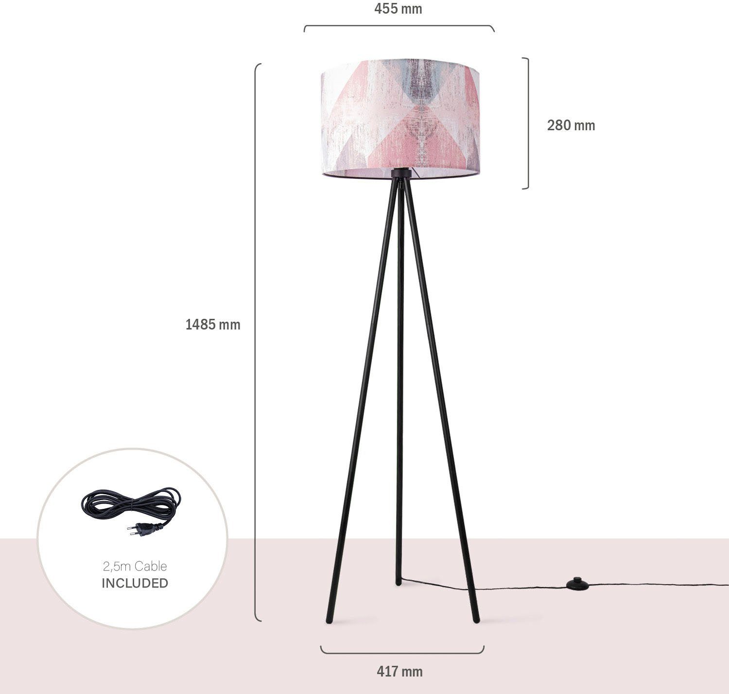 Paco Home Staande lamp Trina Mero Vloerlamp woonkamer slaapkamer E27 helder pastel vintage