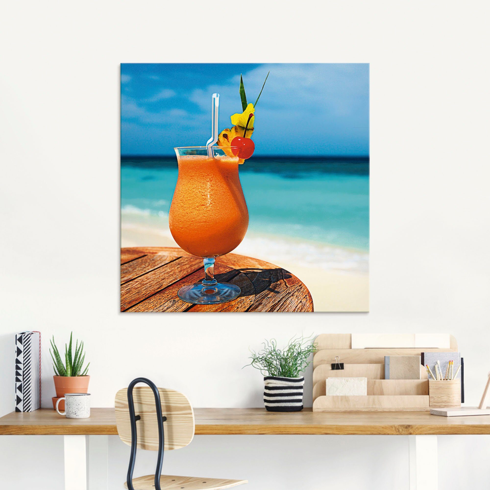 Artland Print op glas Bokaal met fruitcocktail
