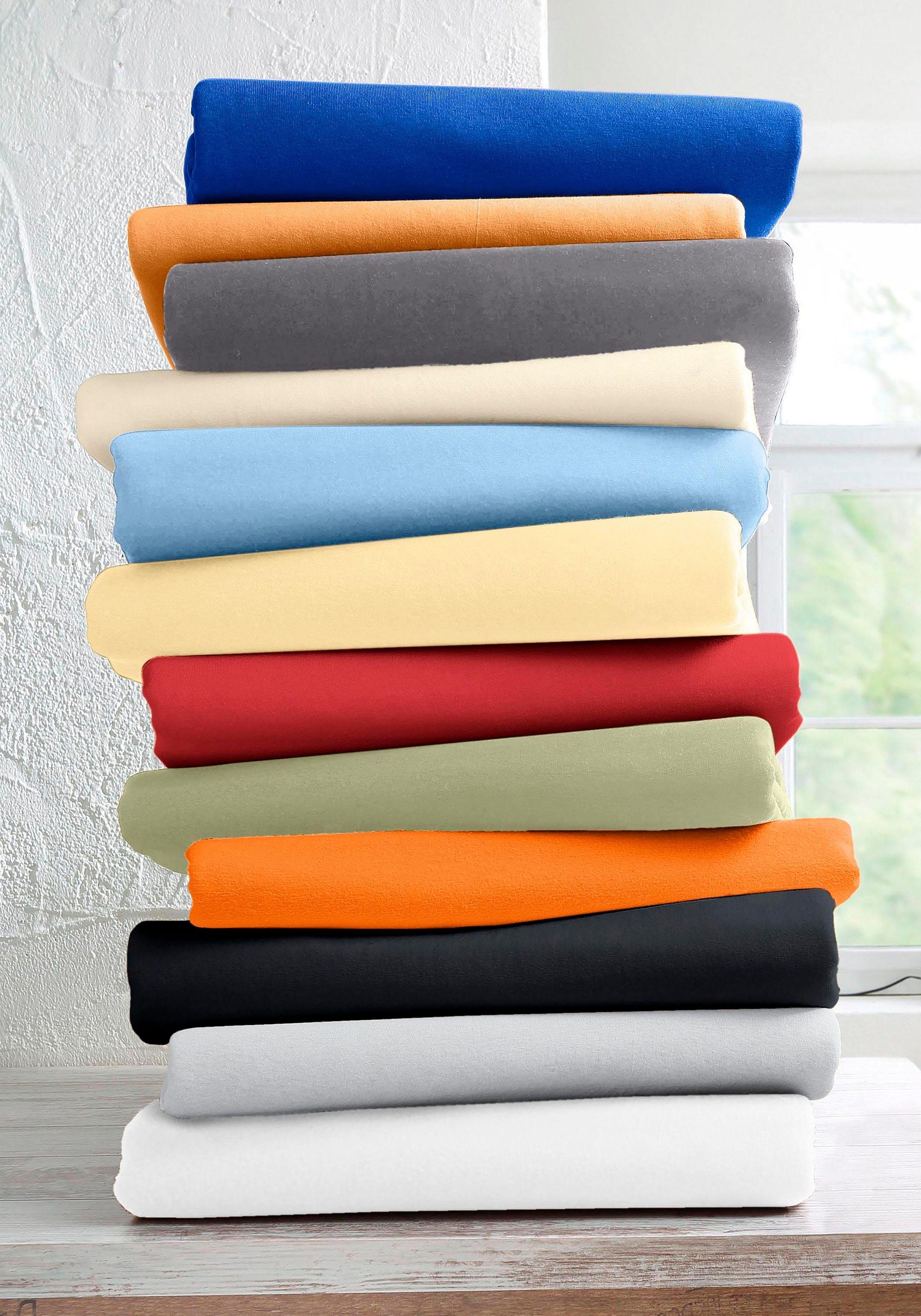 Schlafgut Hoeslaken Mako-jersey van 100% katoen, bedlakens voor matrassen tot 20 cm hoogte, in 90x200, 140x200 of 180x200 cm (1 stuk)