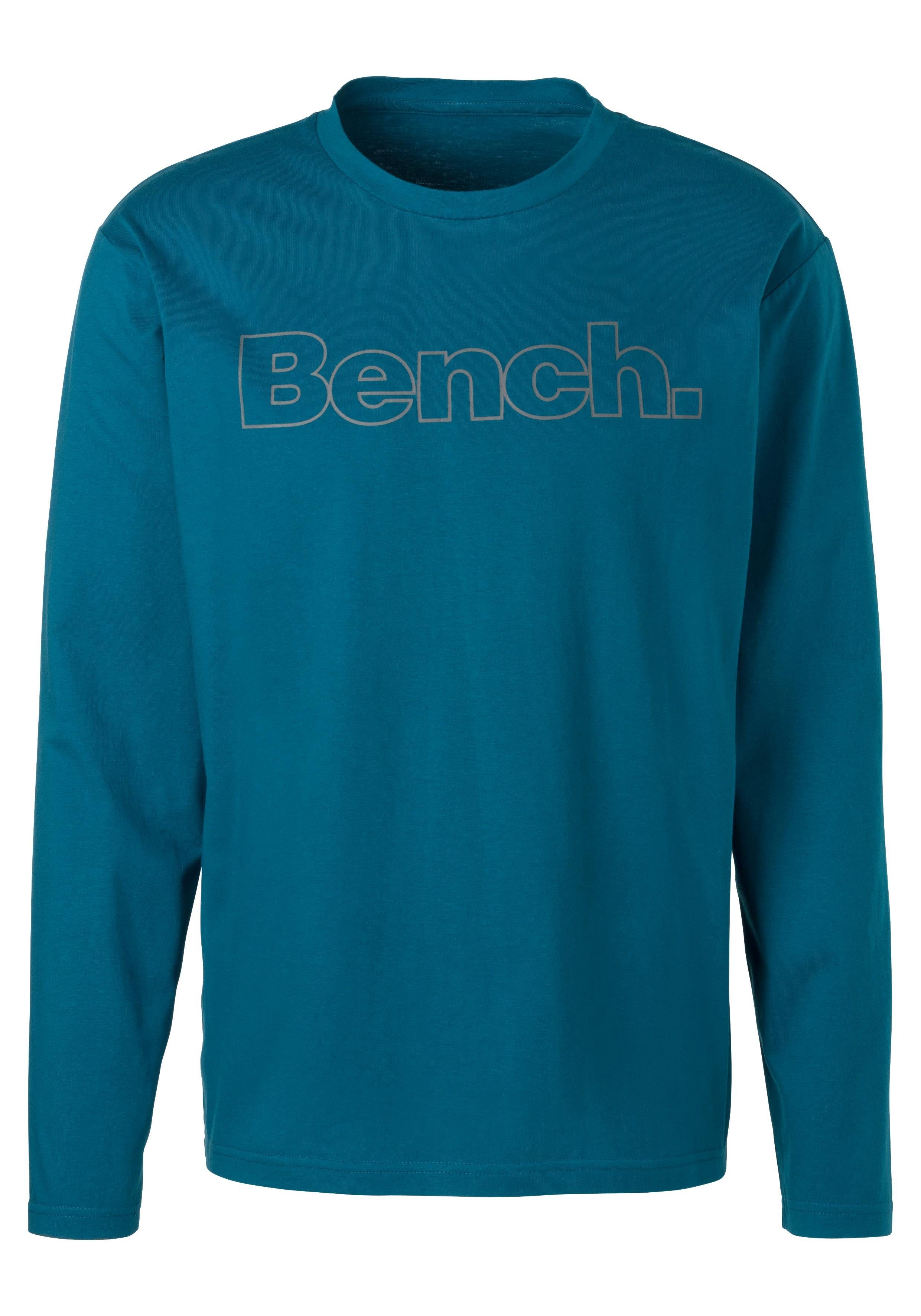 Bench. Loungewear Shirt met lange mouwen met bench-print voor (2-delig)