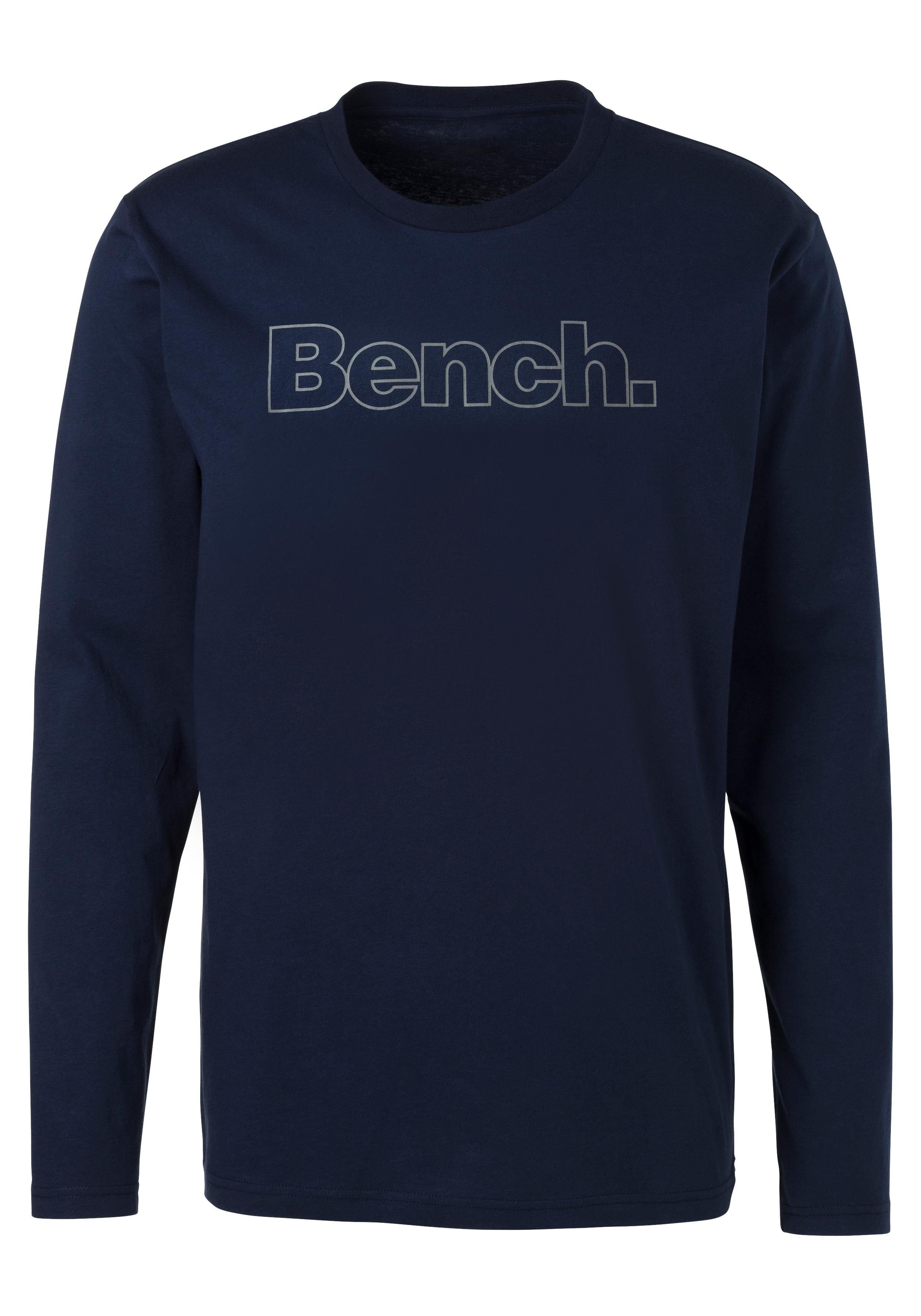 Bench. Loungewear Shirt met lange mouwen met bench-print voor (2-delig)