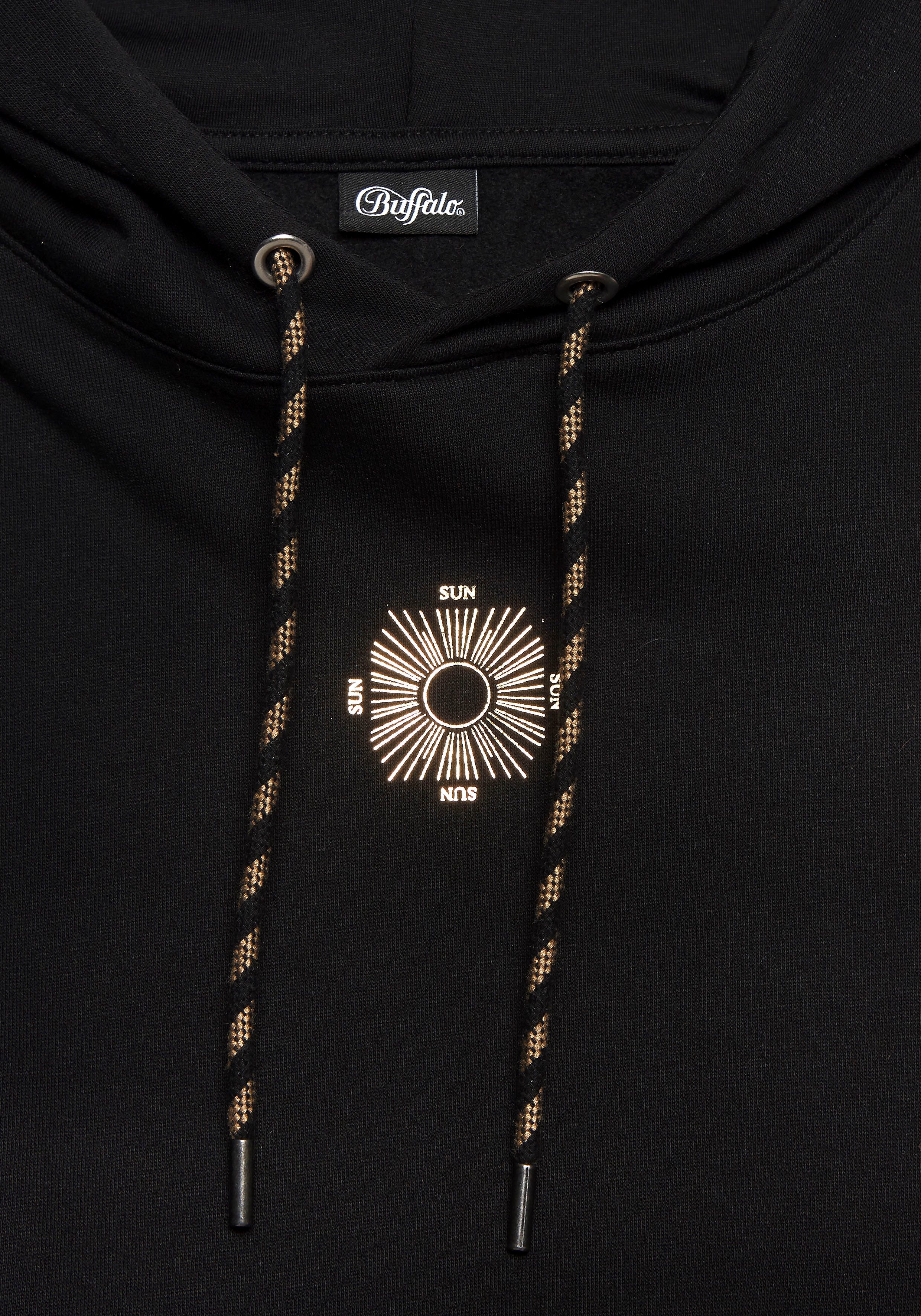 Buffalo Hoodie Capuchon sweatshirt met grote rugprint met glanseffect loungewear