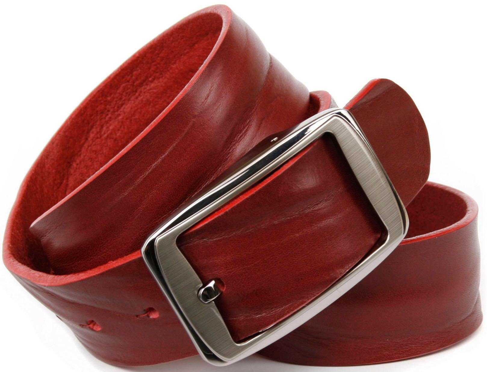 Anthoni Crown Leren riem plantaardig gelooid leer unisex riemen maat 90 rood