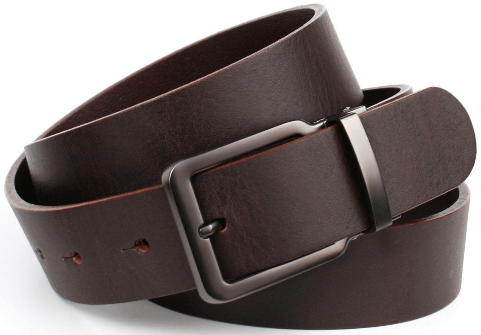Anthoni Crown Leren riem 3,5 cm brede casual, volledig leren riem heren riemen maat 85 bruin