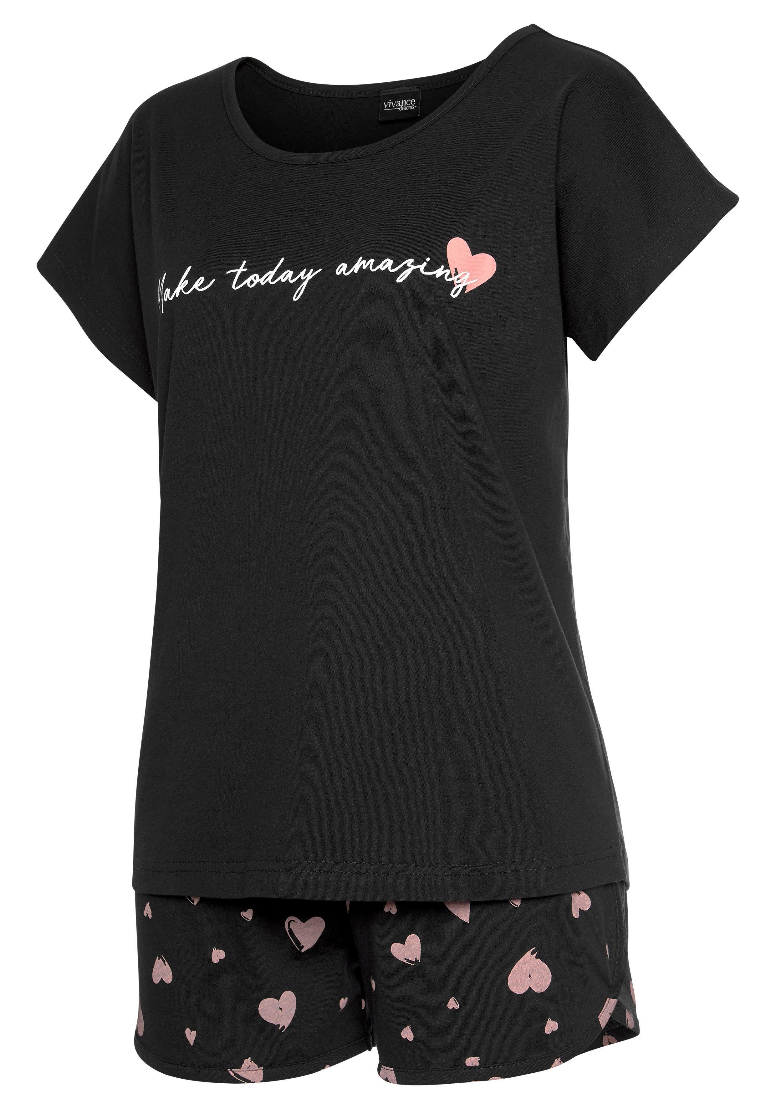Vivance Dreams Shortama met hartjesmotief (2-delig, 1 stuk)