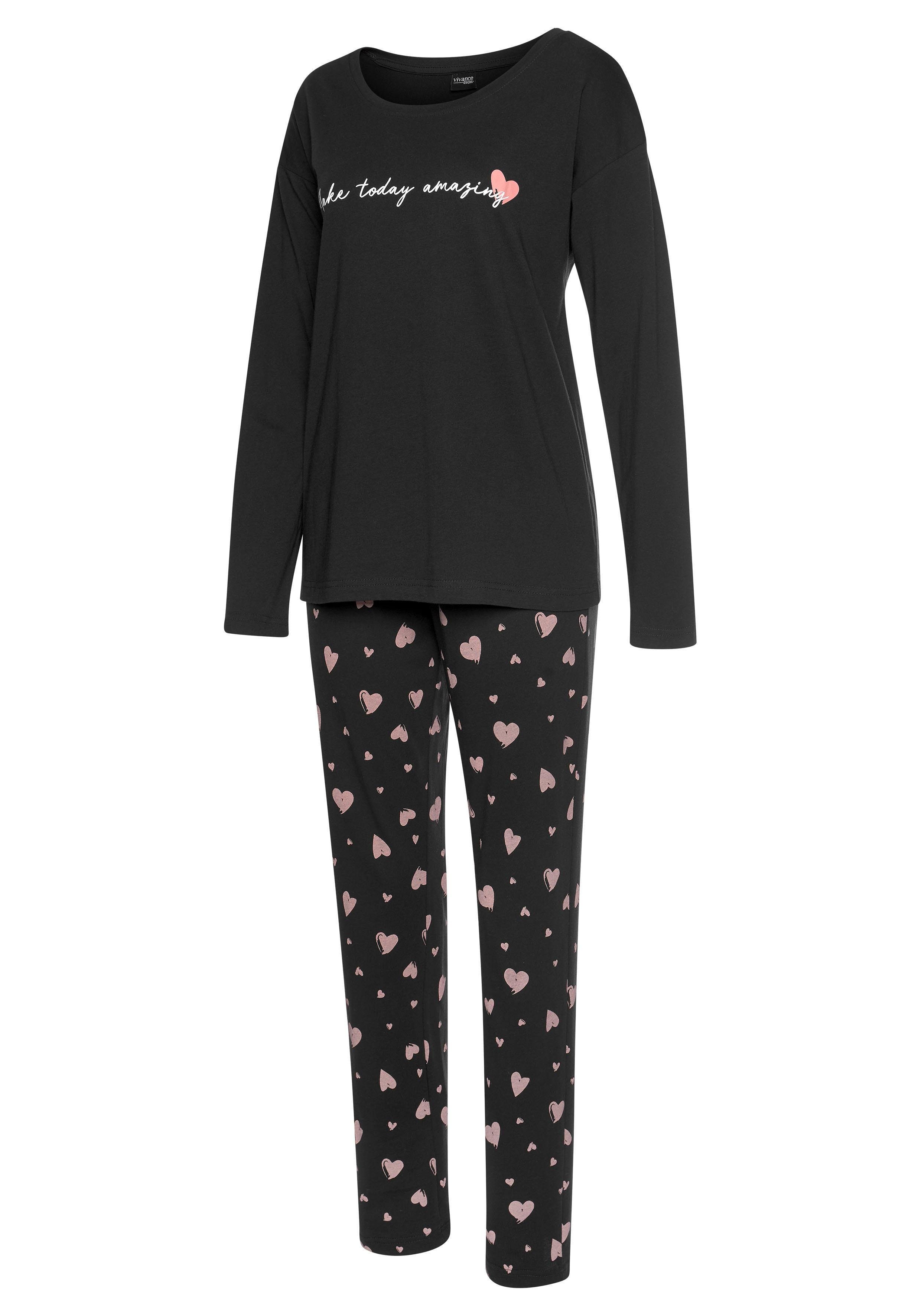 Vivance Dreams Pyjama met hartjesmotief (2-delig, 1 stuk)