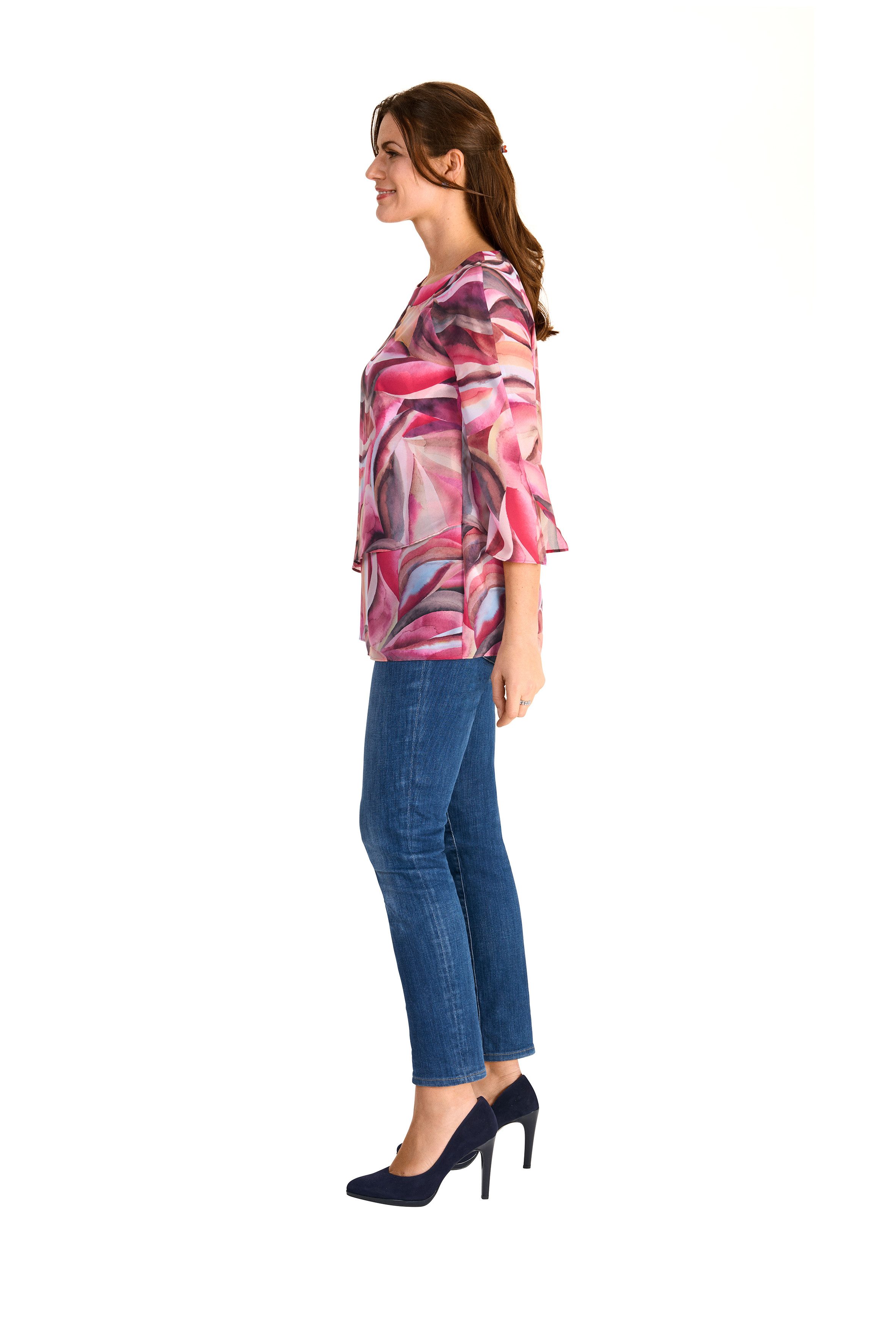 HERMANN LANGE Collection Gedessineerde blouse in lagenlook en met bloemenpatroon