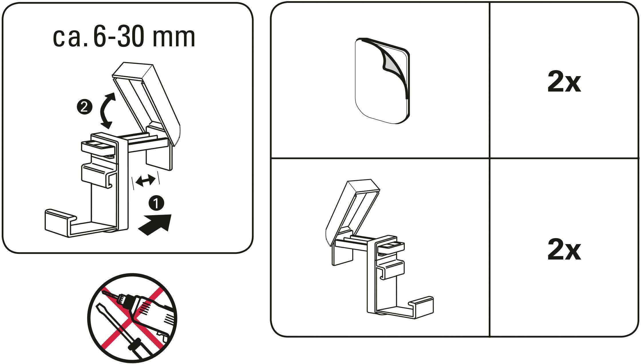 GARDINIA Bevestiging voor bescherming tegen inkijk Klemsteun, kunststof Accessoires aluminium-jaloezie (2 stuks)