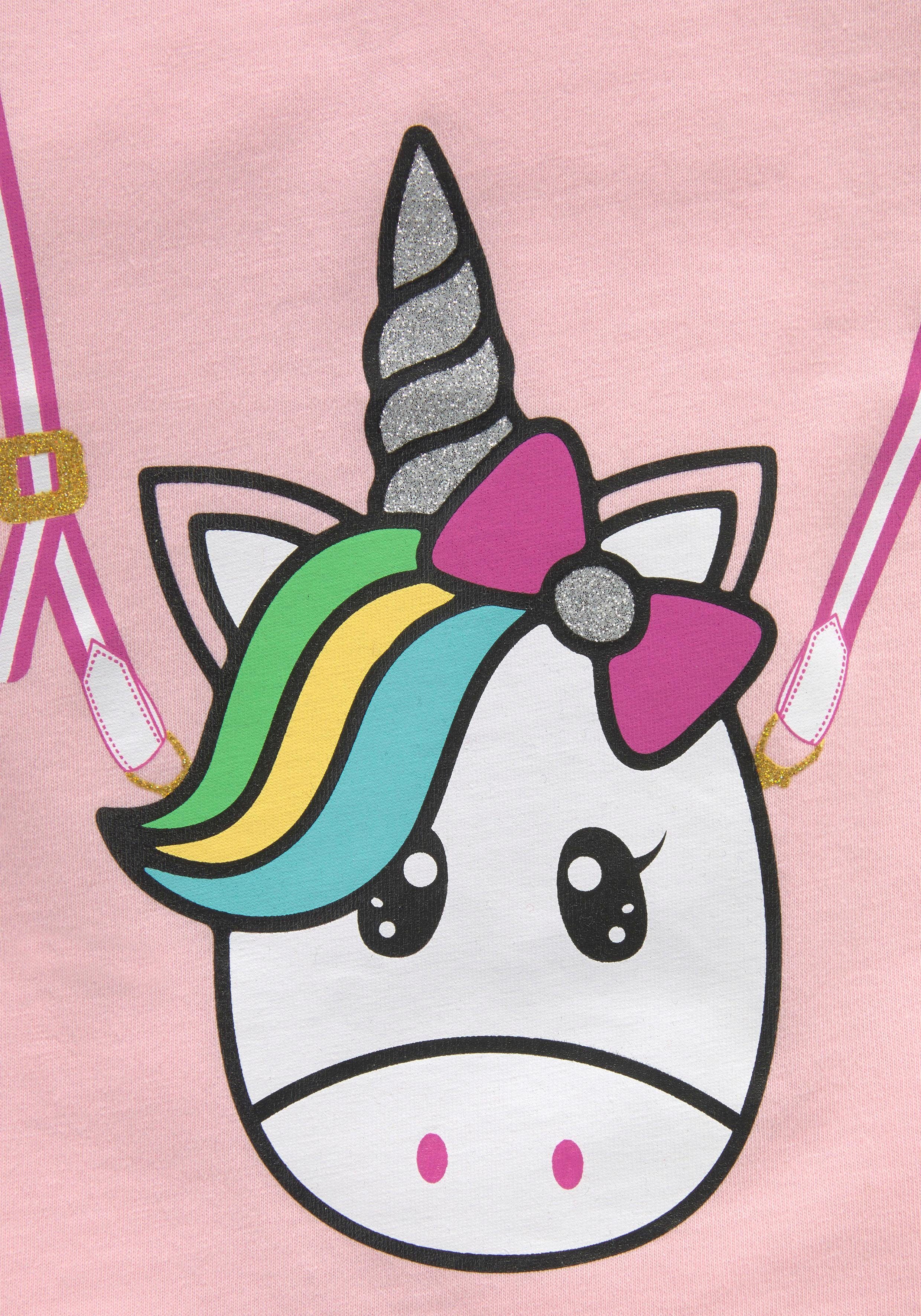 KIDSWORLD T-shirt Voor kleine meisjes Korte mouwen, basic gesneden pasvorm, met glinsterende details en print