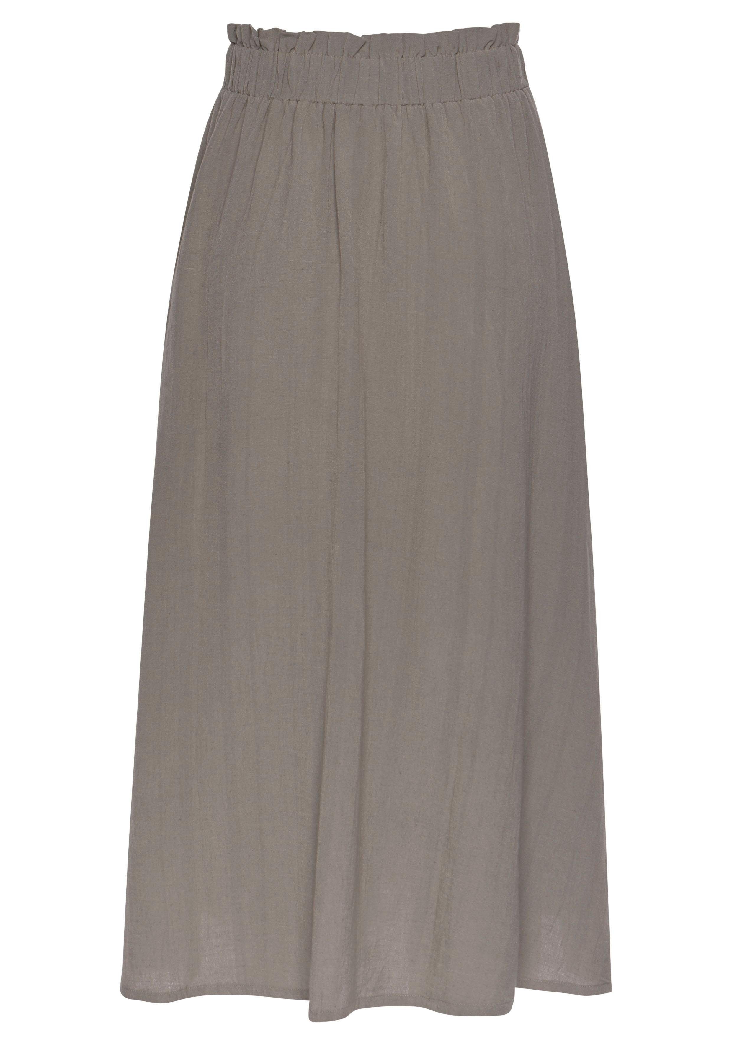 Lascana Zomerrok halflange rok van mix van linnen met knoopsluiting, midi rok, linnen rok