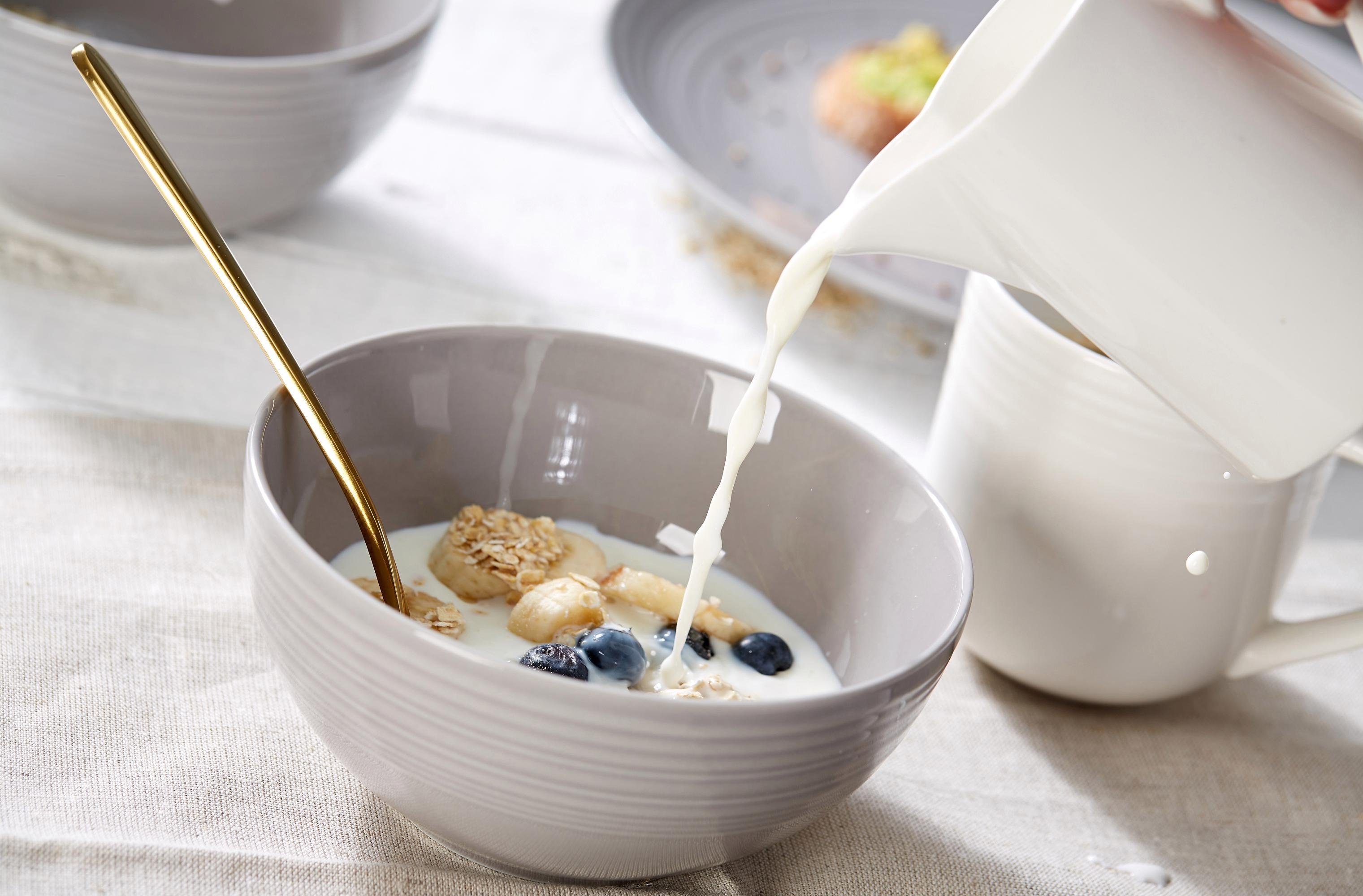 Ritzenhoff & Breker Combi-servies Serviesset, servies Levi Grijs/wit, 16 delen, voor 4 personen (set, 16-delig)