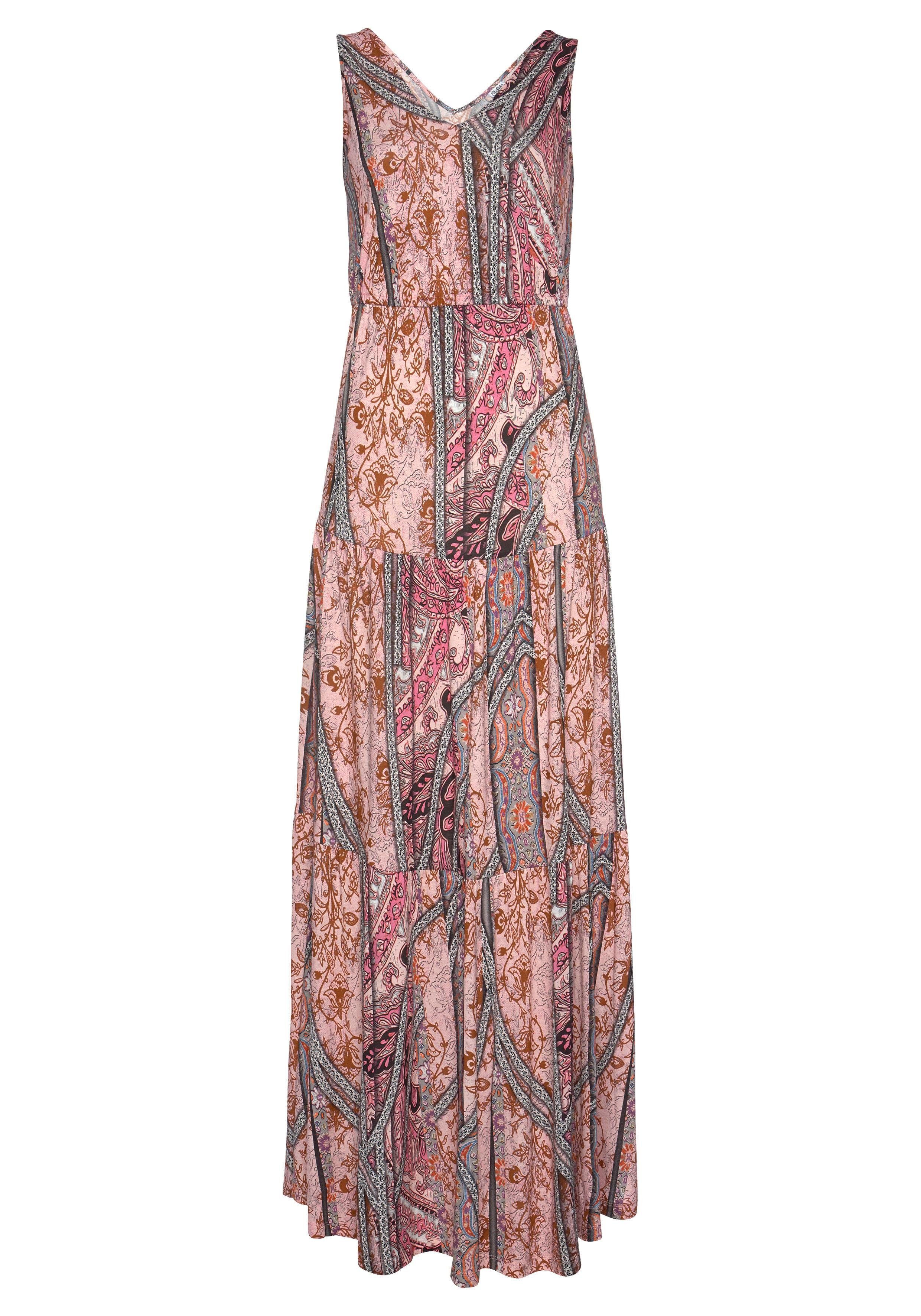 Buffalo Maxi-jurk met modieuze volants en all-over print, zomerjurk, strandjurk