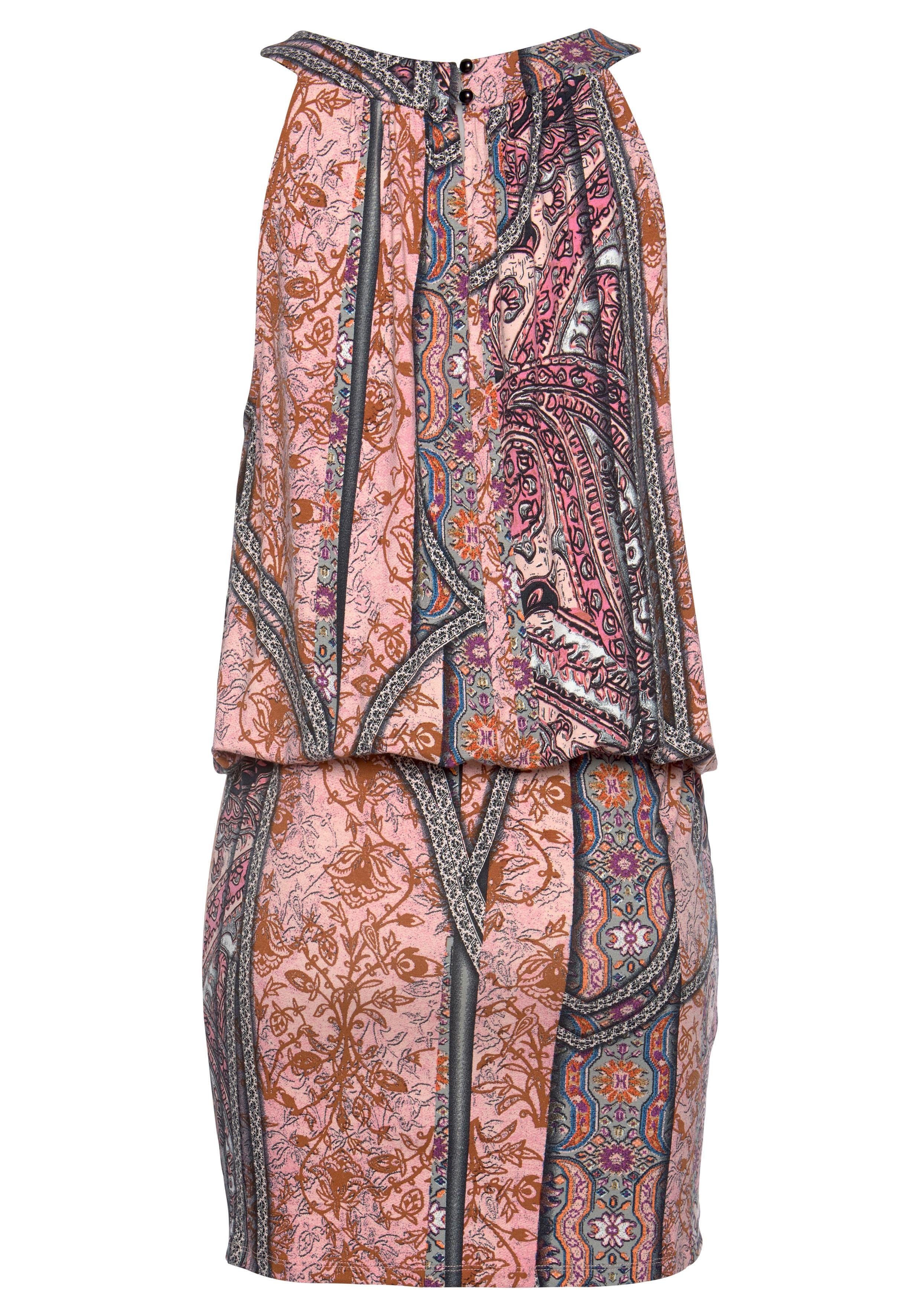 Buffalo Gedessineerde jurk met nauwsluitende rok in all-over print, zomerjurk, strandjurk