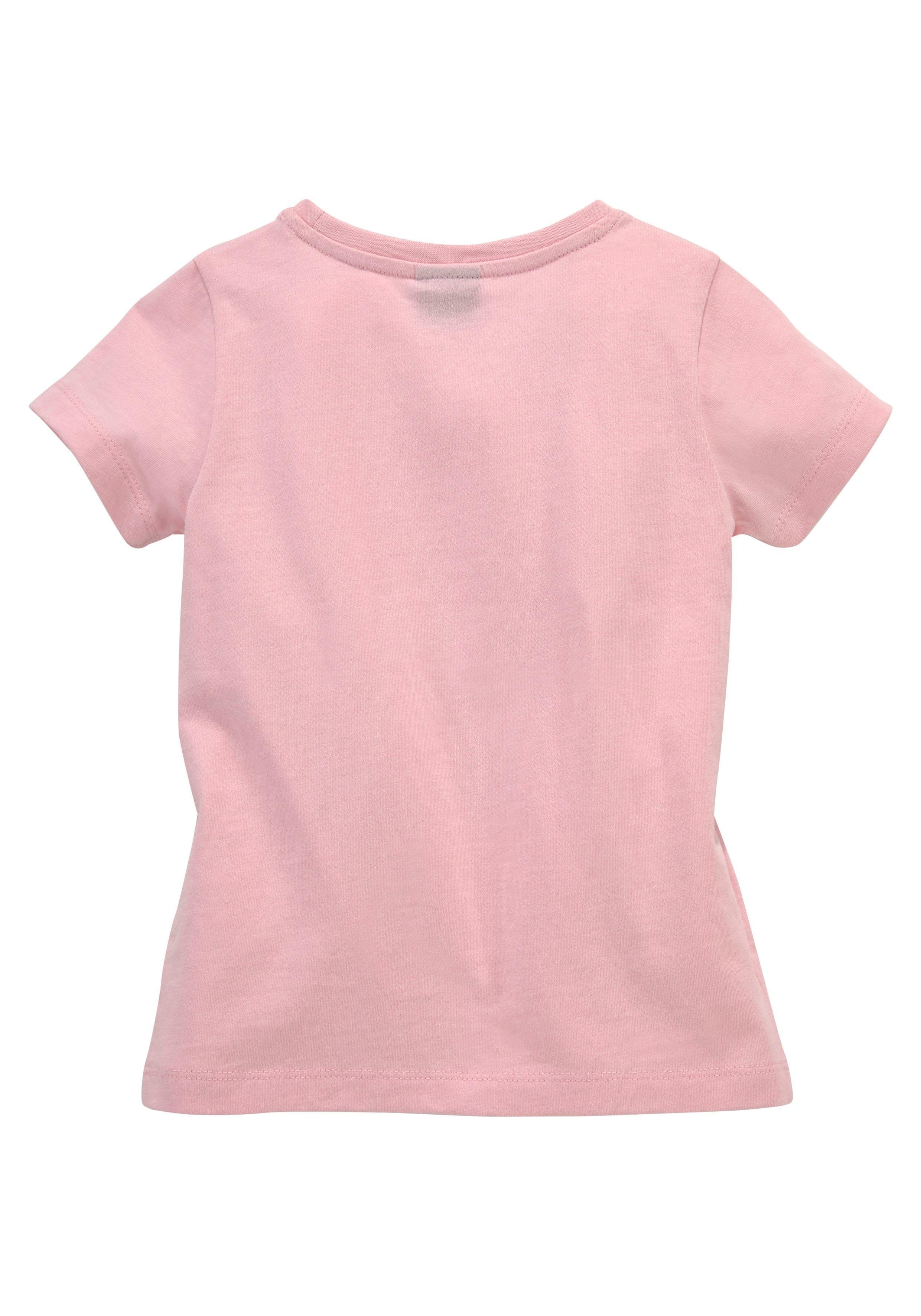 KIDSWORLD T-shirt Voor kleine meisjes Korte mouwen, basic gesneden pasvorm, met glinsterende details en print