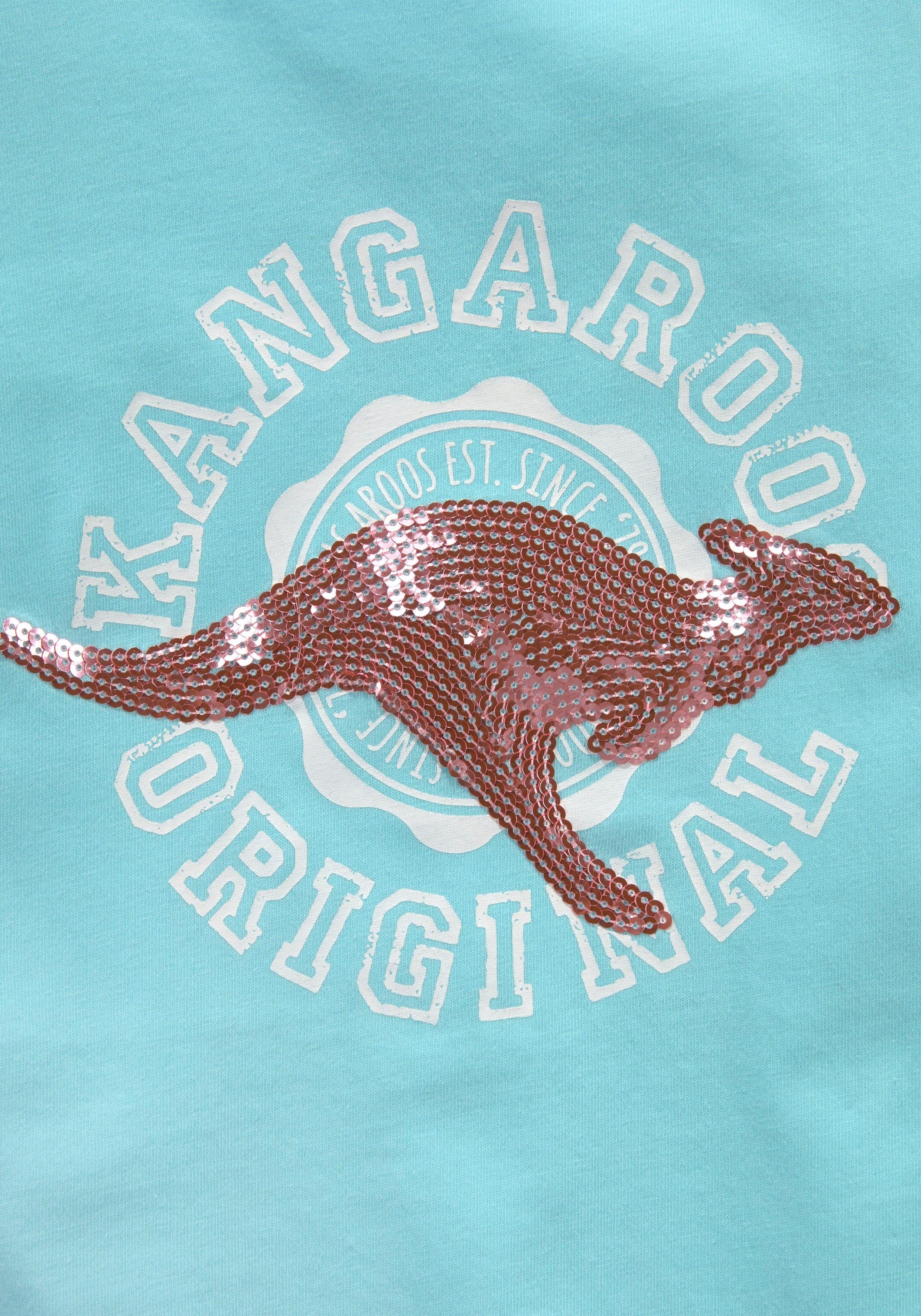 KangaROOS T-shirt Met paillettenapplicatie Korte mouwen, getailleerde snit, met logoprint en pailletten