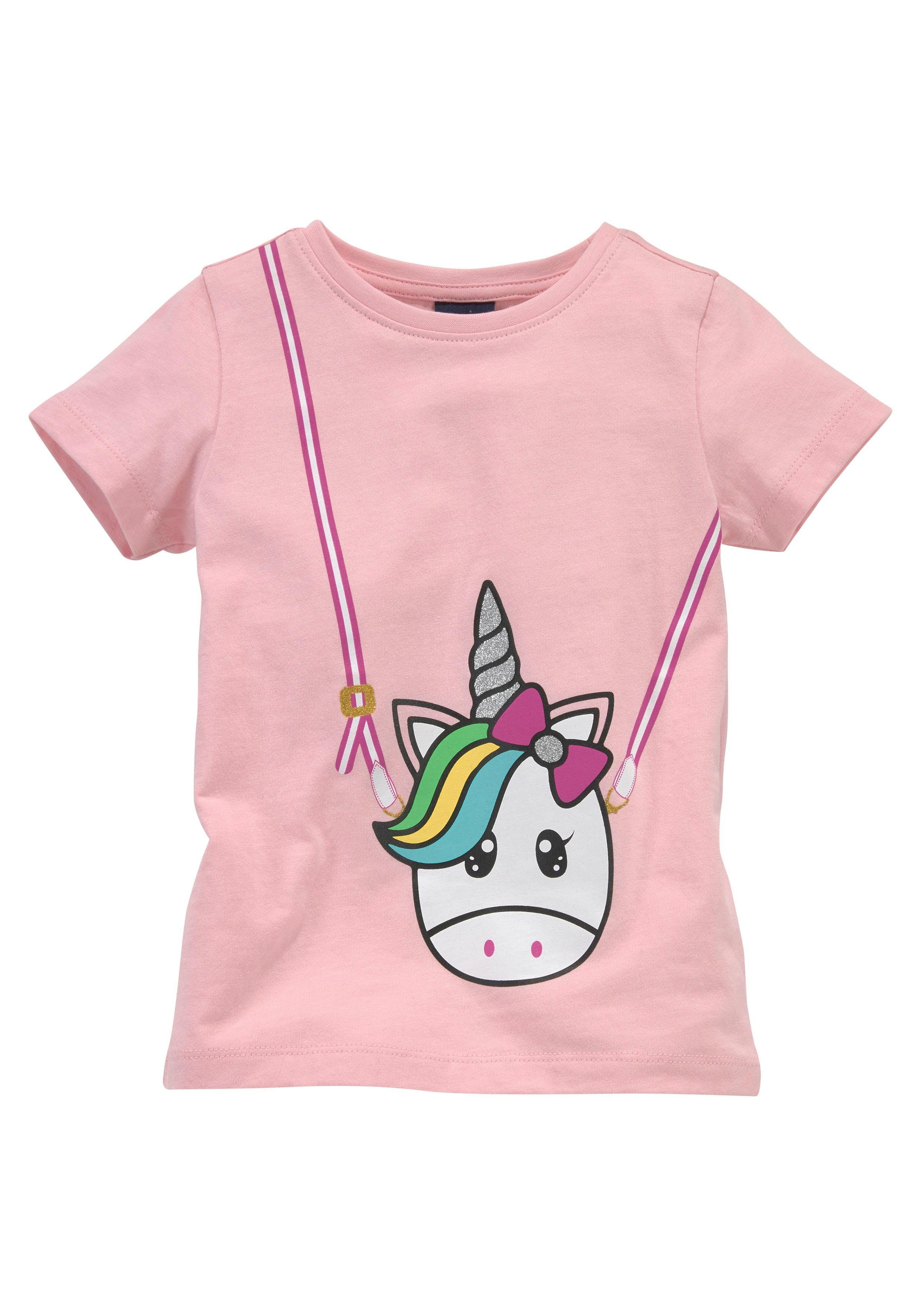 KIDSWORLD T-shirt Voor kleine meisjes Korte mouwen, basic gesneden pasvorm, met glinsterende details en print