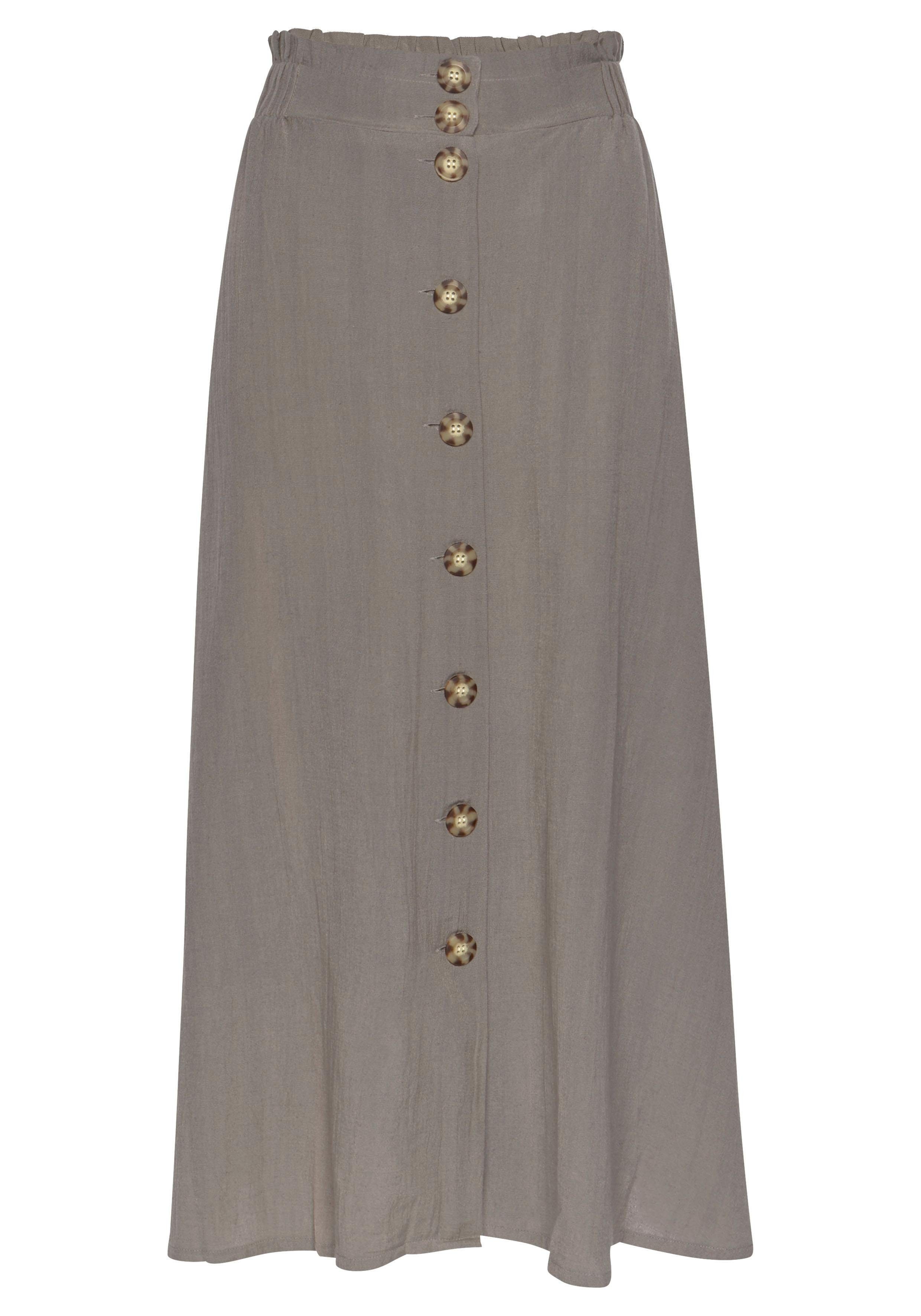 Lascana Zomerrok halflange rok van mix van linnen met knoopsluiting, midi rok, linnen rok