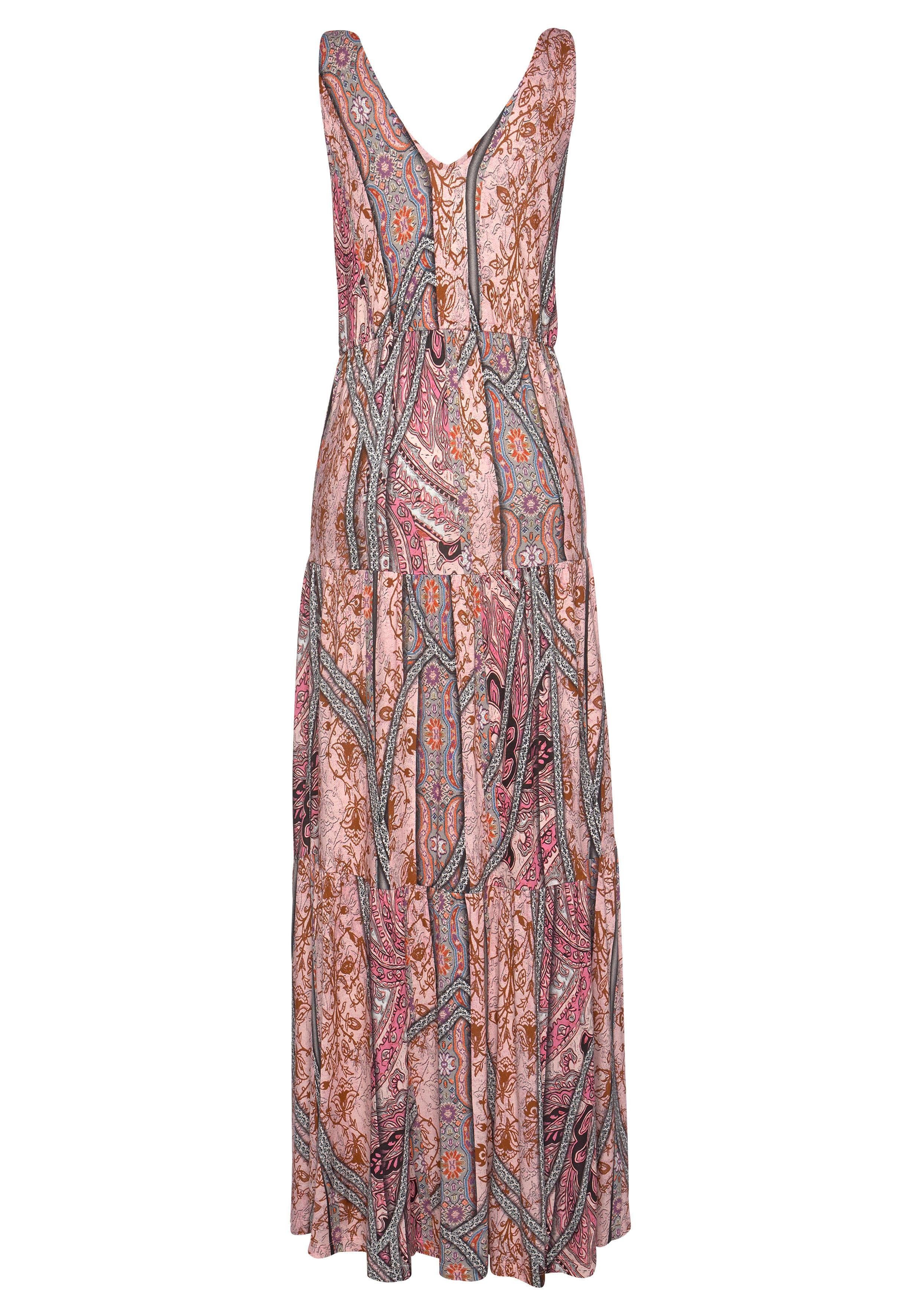 Buffalo Maxi-jurk met modieuze volants en all-over print, zomerjurk, strandjurk