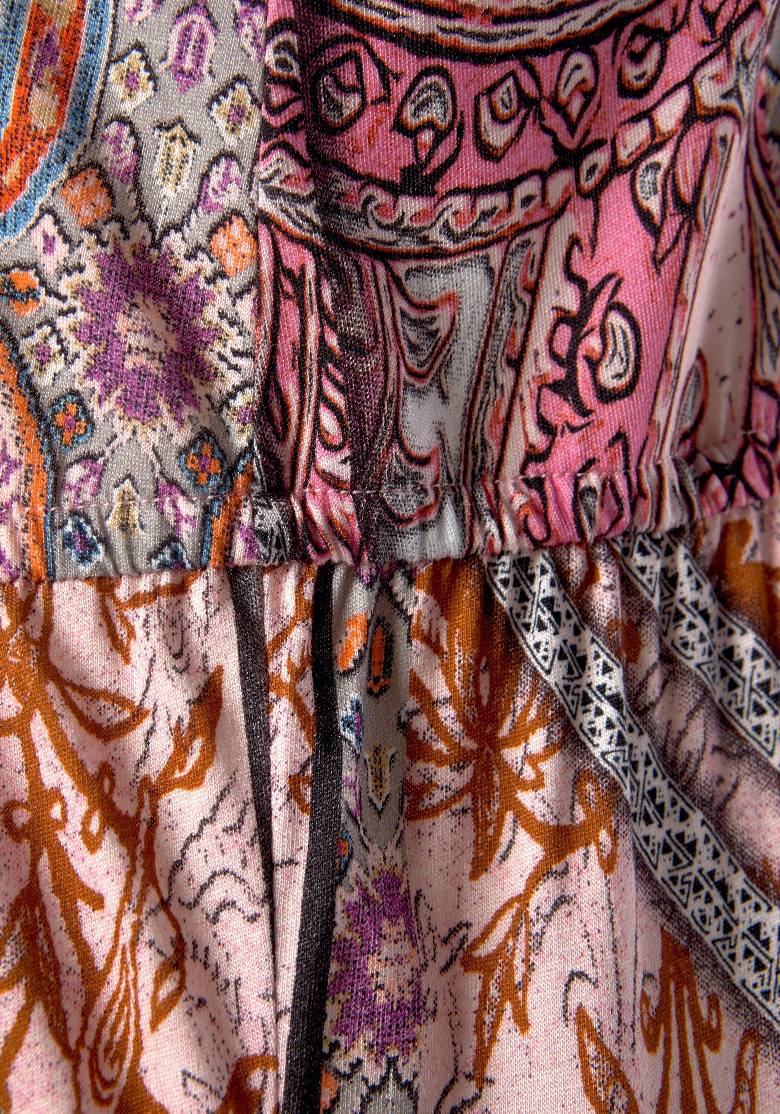 Buffalo Maxi-jurk met modieuze volants en all-over print, zomerjurk, strandjurk