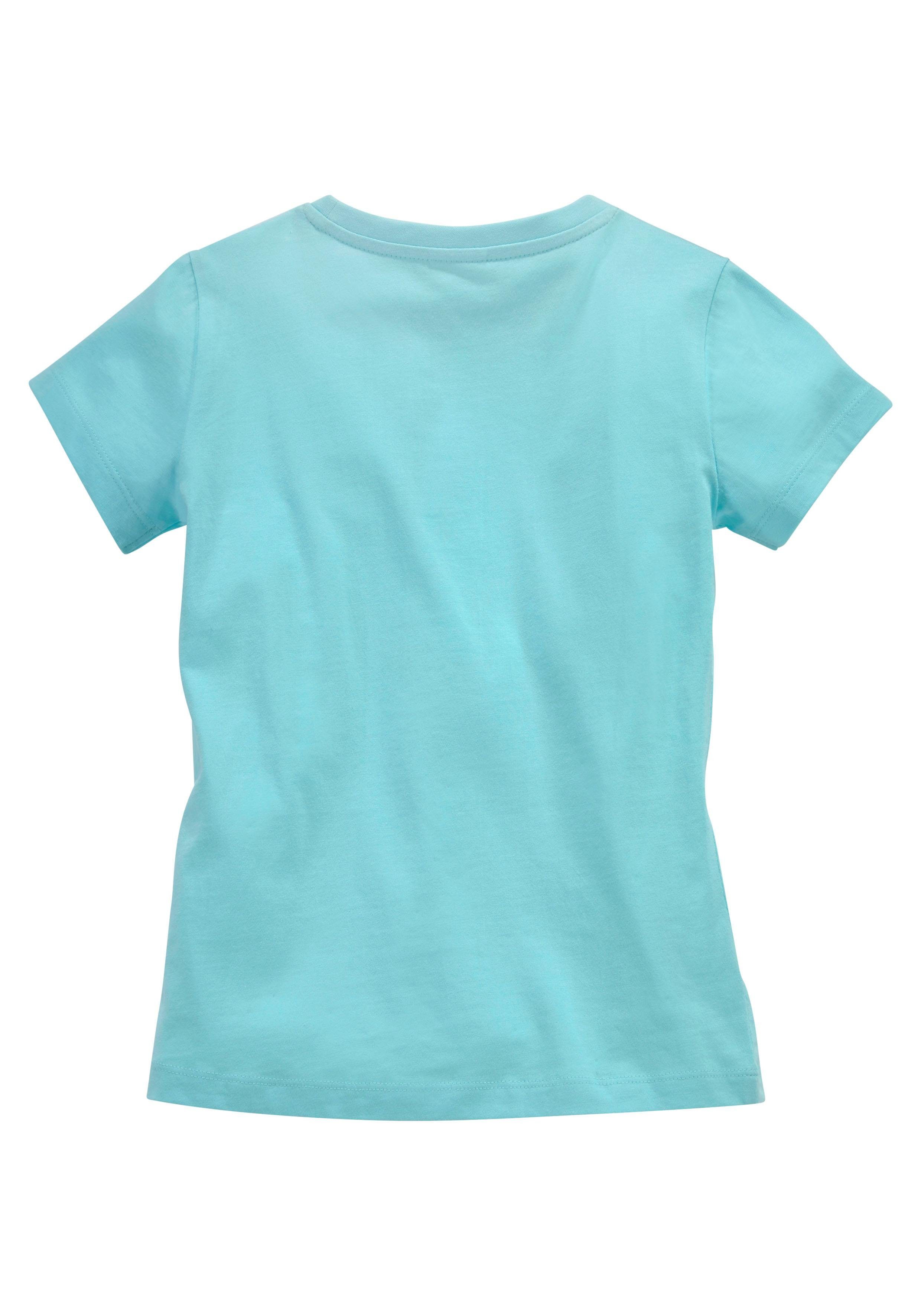 KangaROOS T-shirt Met paillettenapplicatie Korte mouwen, getailleerde snit, met logoprint en pailletten