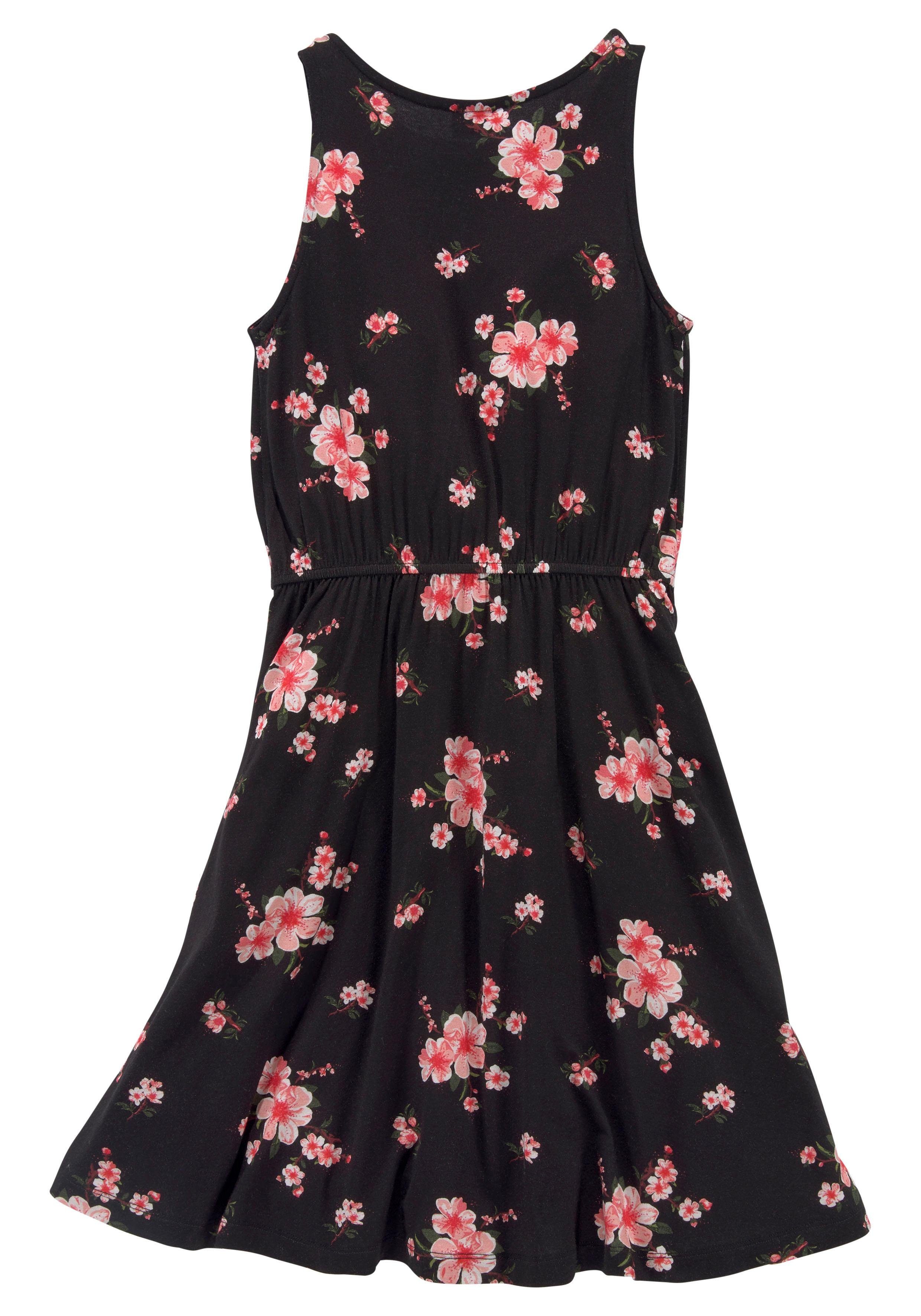 KIDSWORLD Jerseyjurk Voor meisjes zomerse, knie-vrije, bloemige, van katoenmix, mouwloos