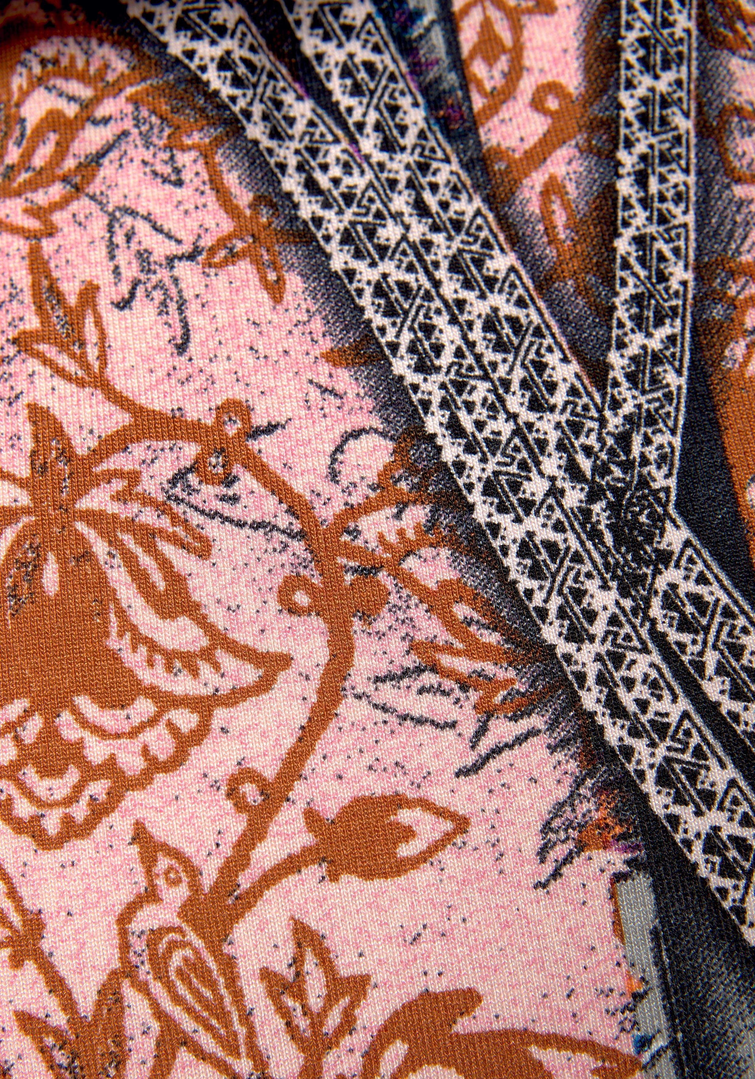 Buffalo Gedessineerde jurk met nauwsluitende rok in all-over print, zomerjurk, strandjurk