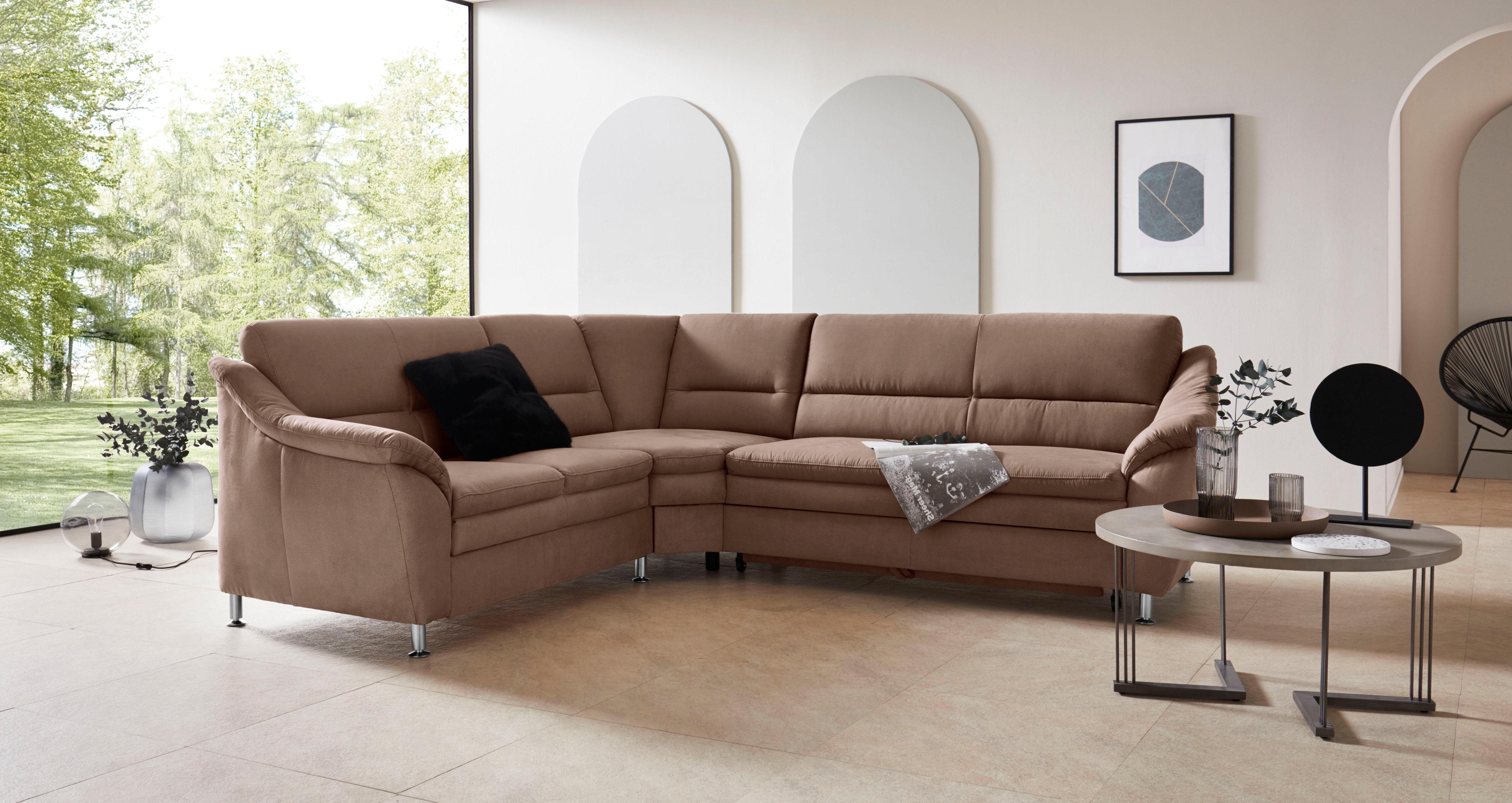 Places of Style Hoekbank Cardoso L-vorm met trapezehoek voor meer zitcomfort, naar keuze ook met slaapfunctie
