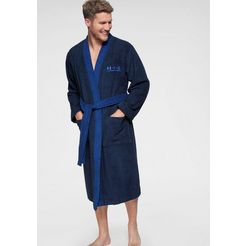 h.i.s uniseks badjas hannes met contrastkleurige riem en kraag (1 stuk) blauw