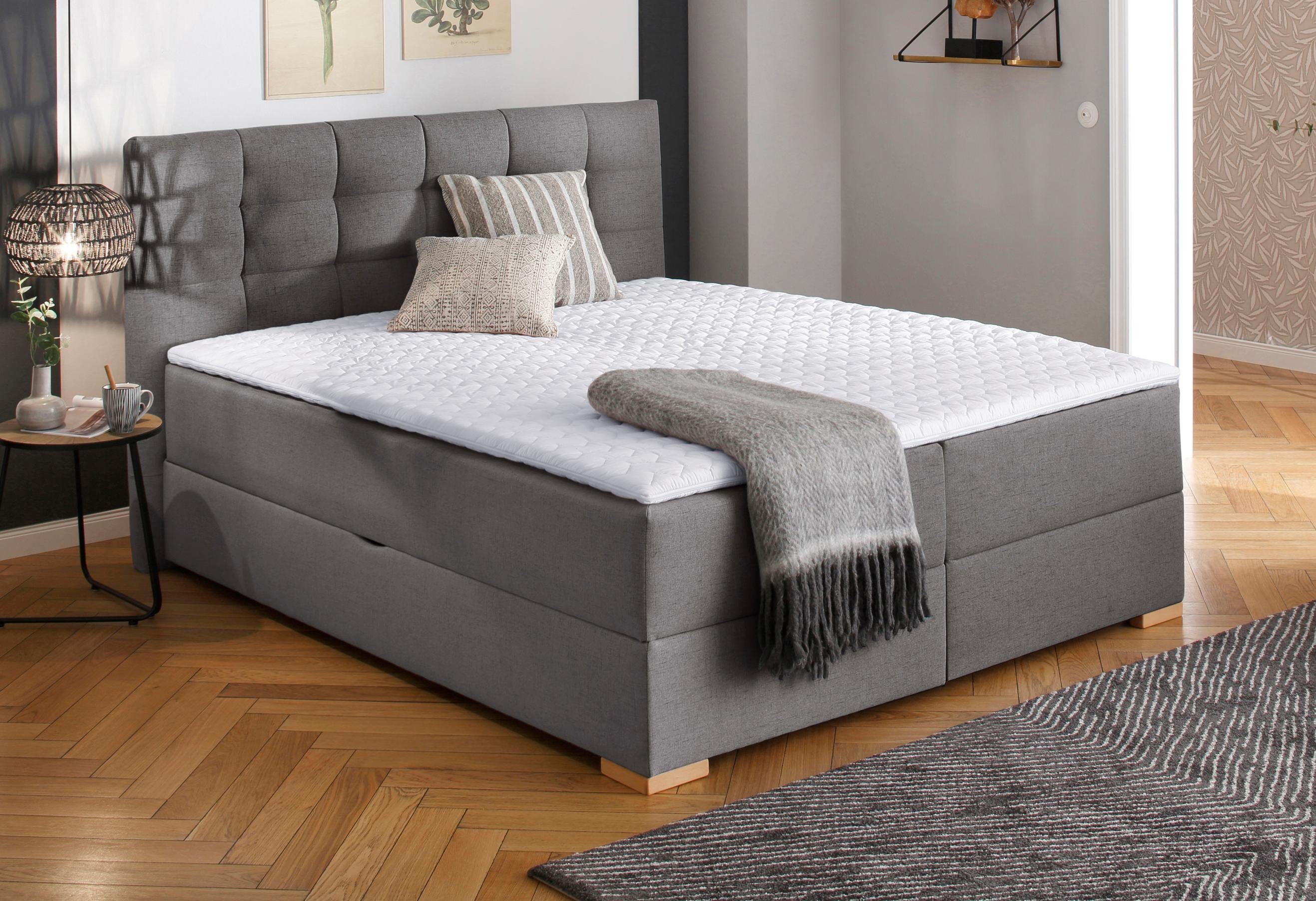 Home affaire Boxspring Olivet in 4 kleuren, 4 breedten, 2 matrassoorten, ook in extra lang 220 cm