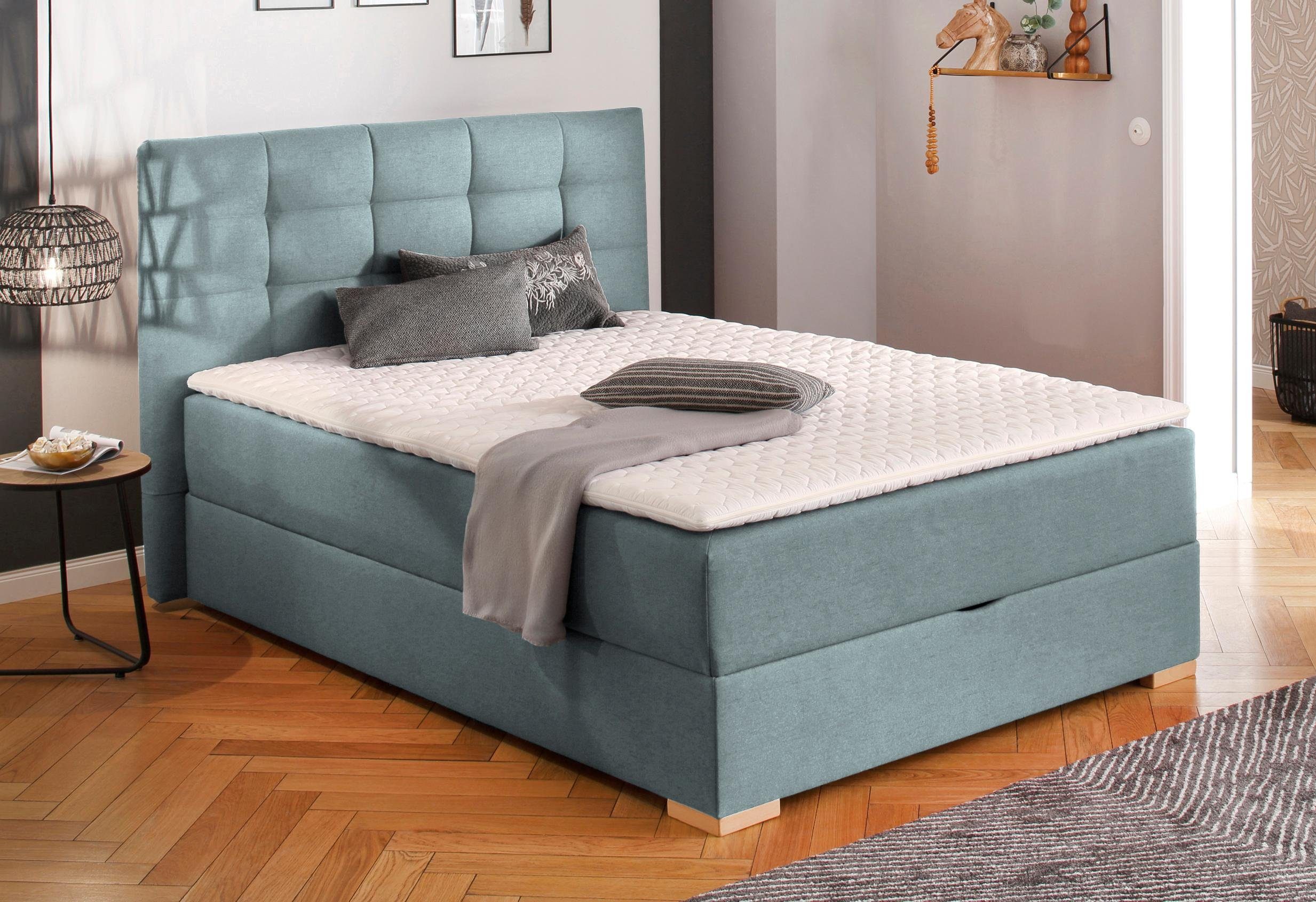 Home affaire Boxspring Olivet in 4 kleuren, 4 breedten, 2 matrassoorten, ook in extra lang 220 cm