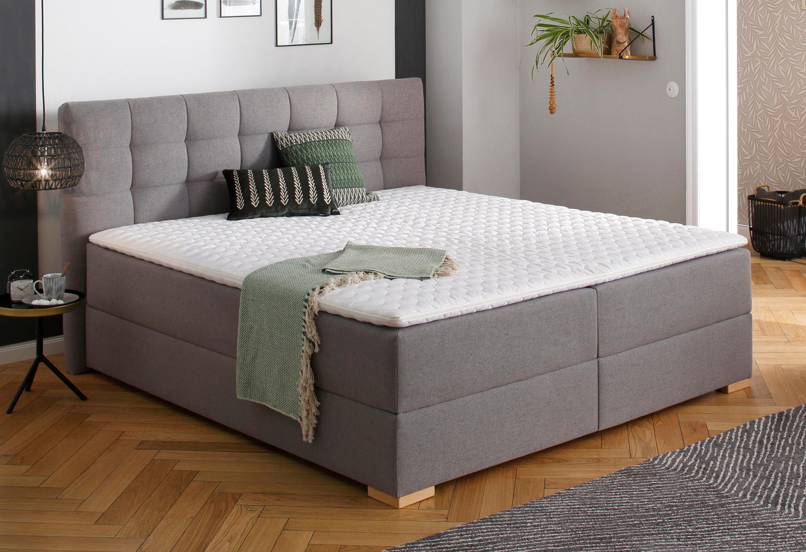 Home affaire Boxspring Olivet in 4 kleuren, 4 breedten, 2 matrassoorten, ook in extra lang 220 cm