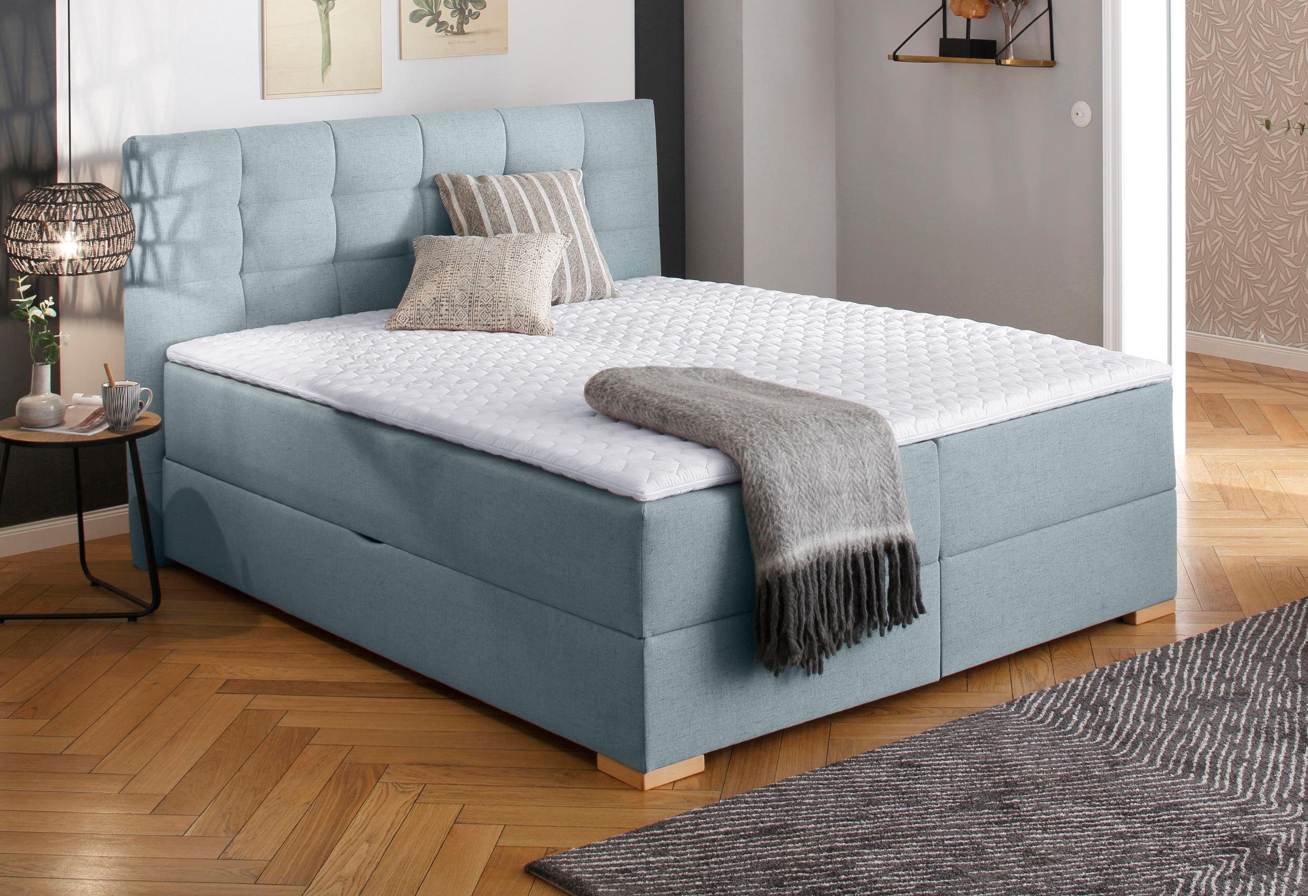 Home affaire Boxspring Olivet in 4 kleuren, 4 breedten, 2 matrassoorten, ook in extra lang 220 cm