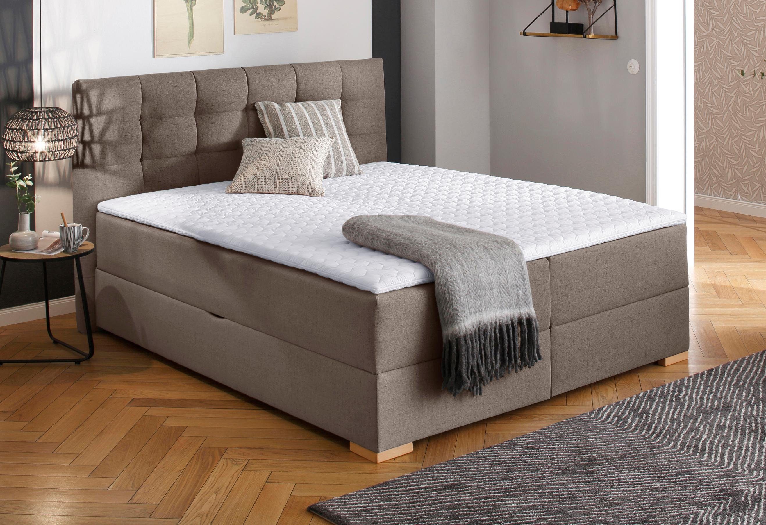 Home affaire Boxspring Olivet in 4 kleuren, 4 breedten, 2 matrassoorten, ook in extra lang 220 cm boxsprings bruin