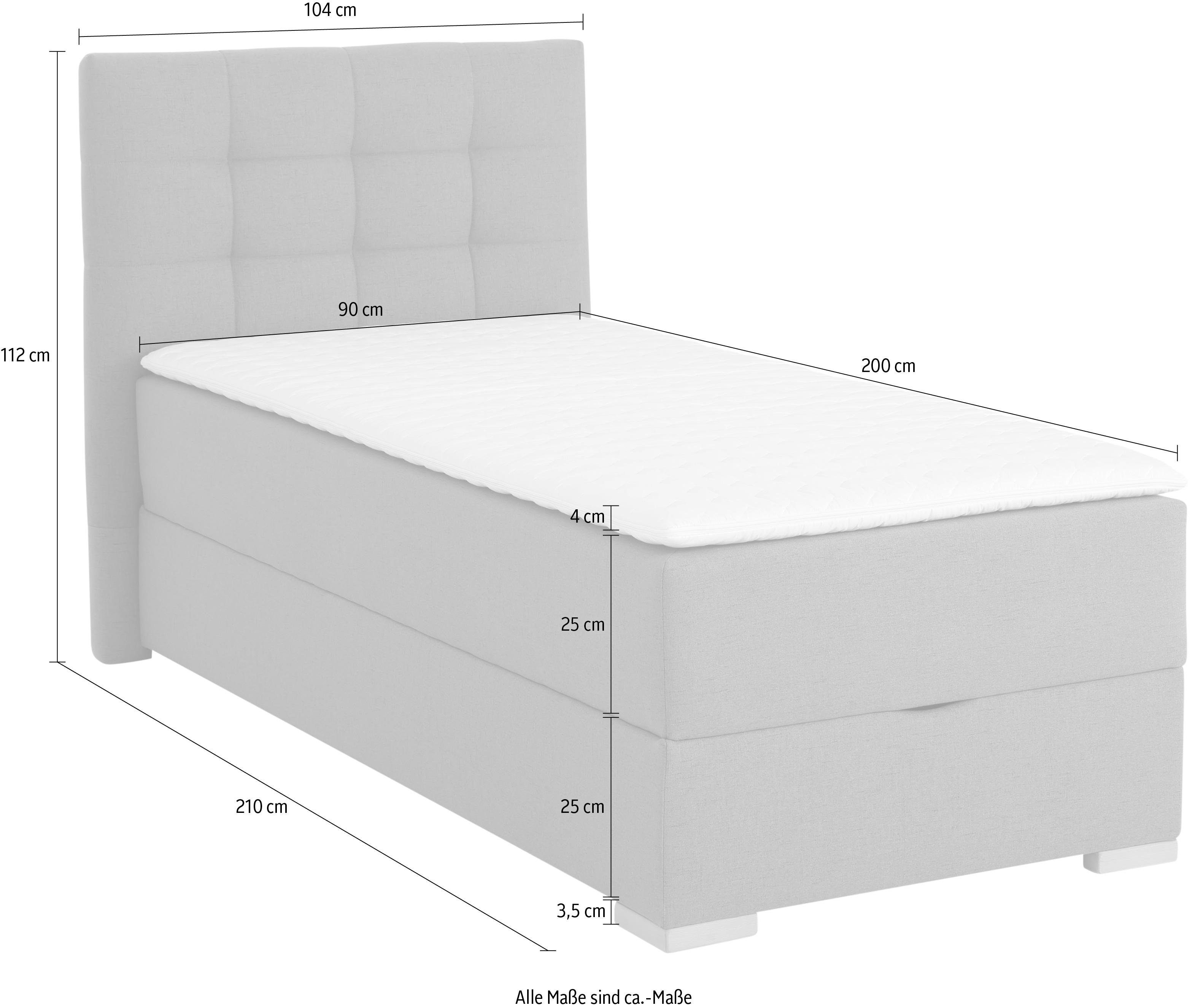 Home affaire Boxspring Olivet in 4 kleuren, 4 breedten, 2 matrassoorten, ook in extra lang 220 cm