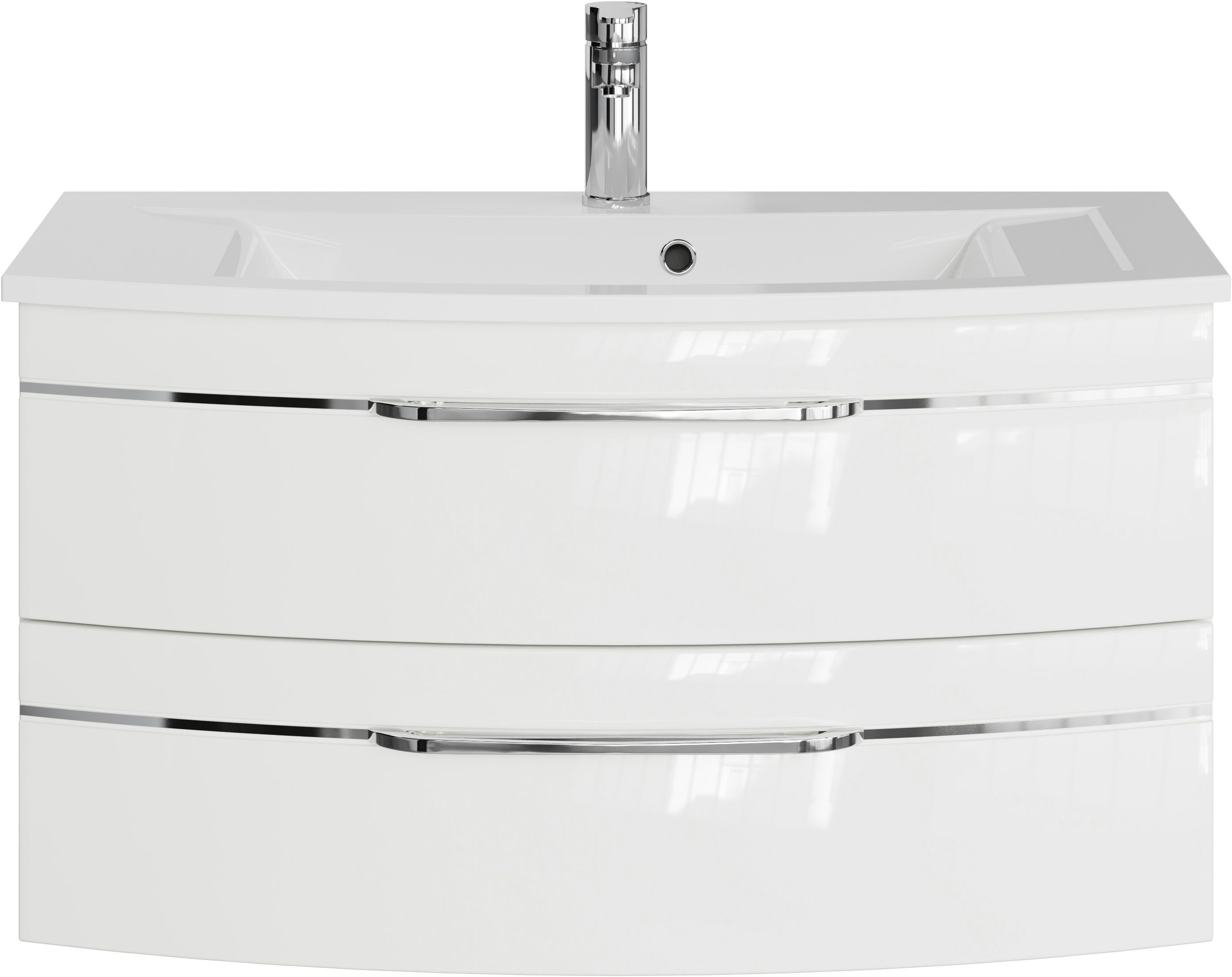 Saphir Wastafelonderkast Serie 7045 mineraalmarmeren wastafel en onderkast, 91 cm breed