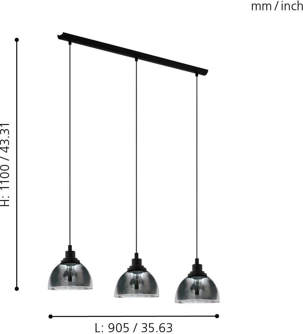 EGLO Hanglamp BELESER zwart / l90,5 x h110 x b20,5 cm / van staal - hanglamp