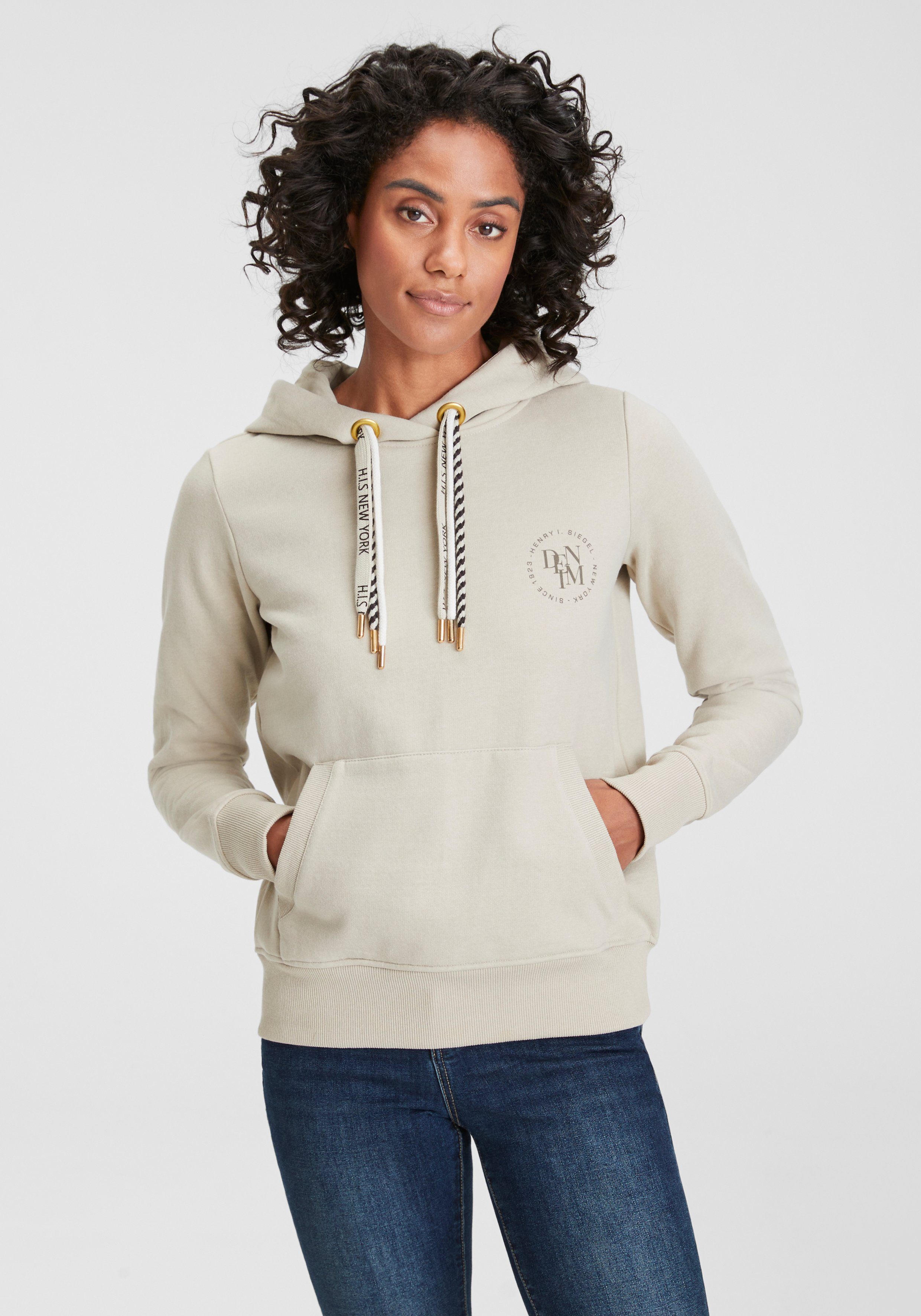 H.I.S Sweatshirt met logoprint en veelkleurige koorden