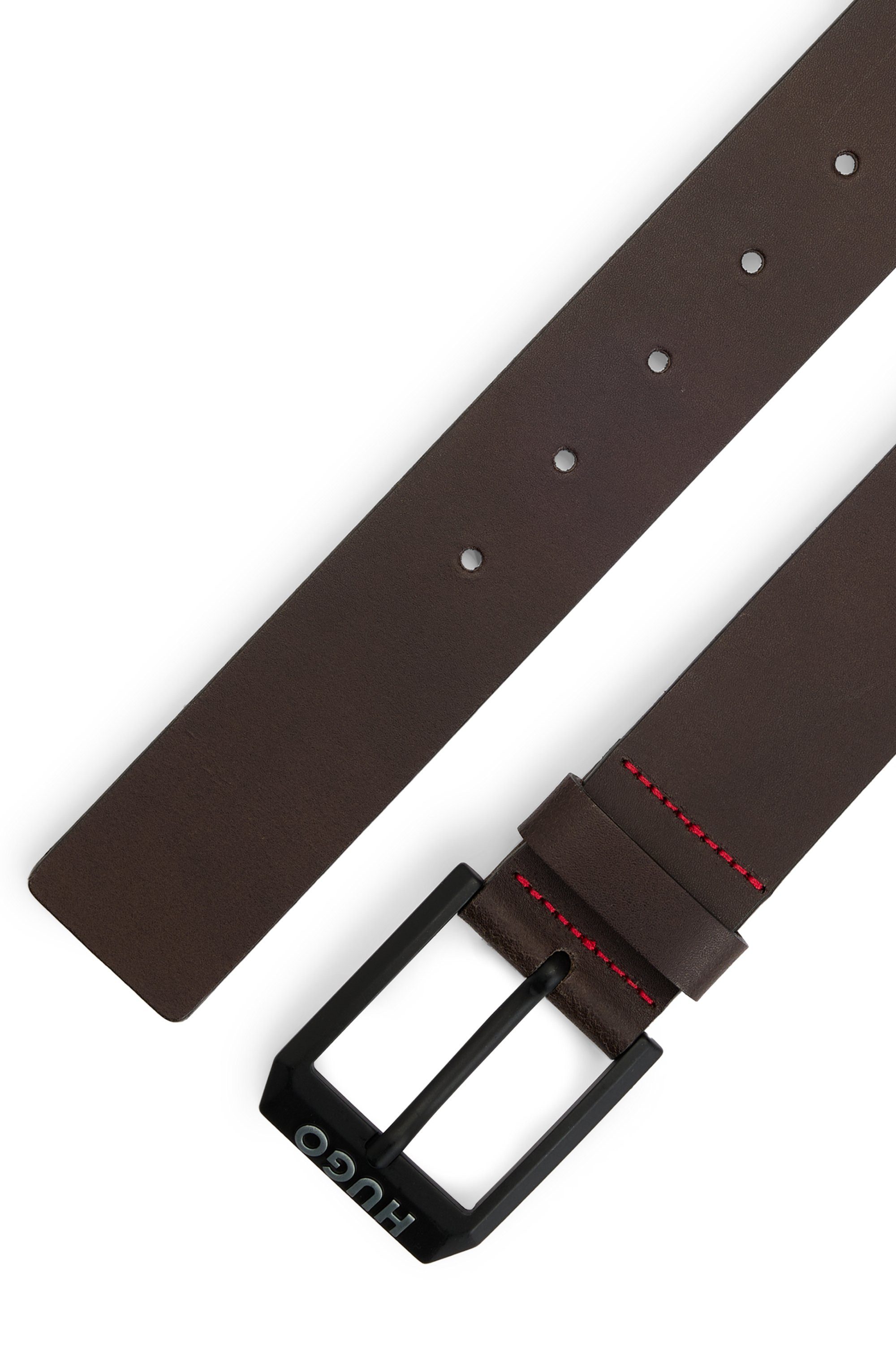 HUGO Leren riem Gelio-B_Sz40 HUGO merkembleem, rode treknaad
