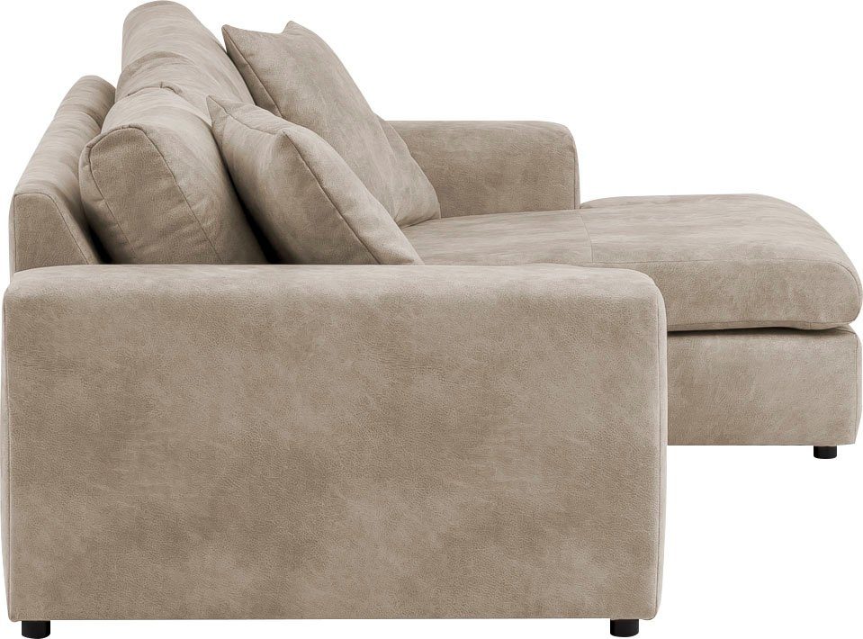 andas Hoekbank SLEETLAND XXL van fluweel of in vintage leer-look, L-model,