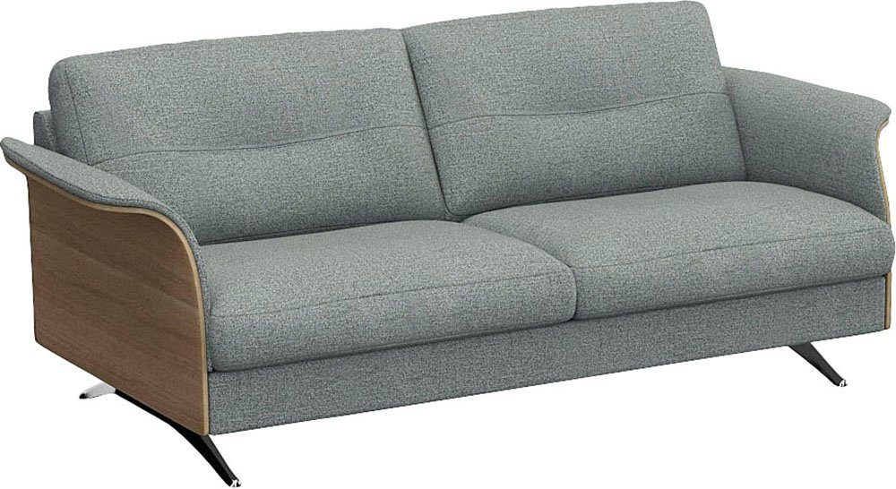 FLEXLUX 2,5-zitsbank Glow sofa, bank Premium zit: koudschuim & vering, armleuning van geolied eiken, voet van aluminium