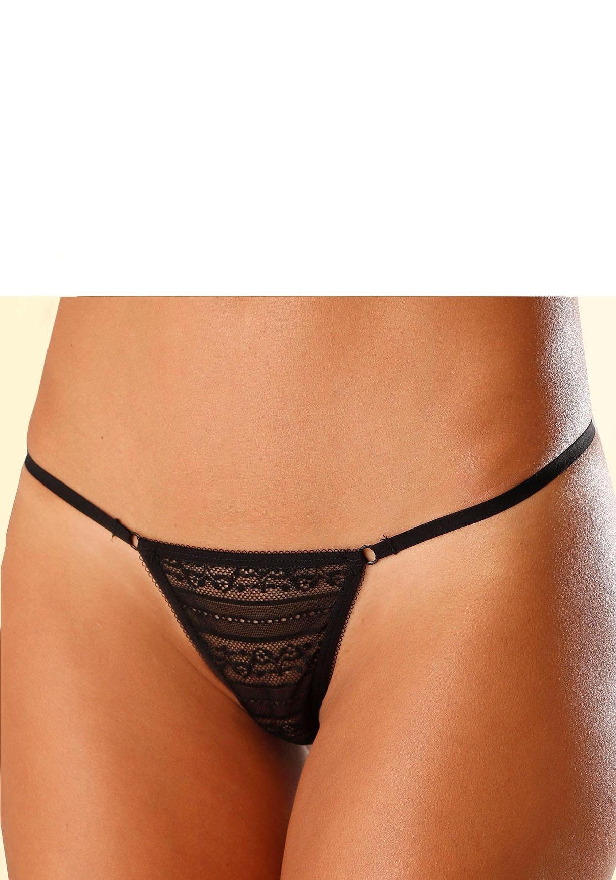 Lascana Ministring van iets transparante kant met bandjes (2 stuks)