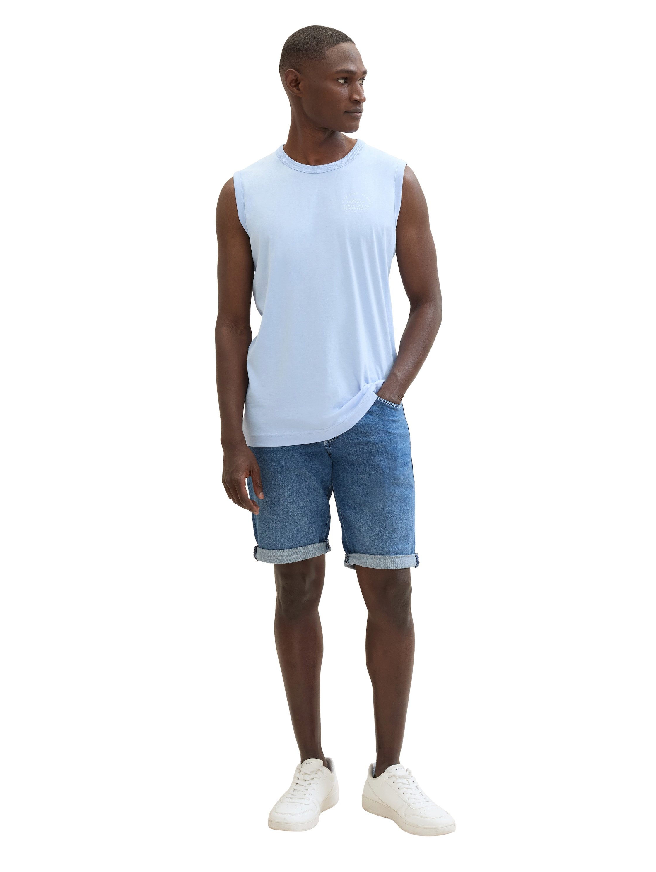 Tom Tailor Jeansbermuda Josh met merklabel